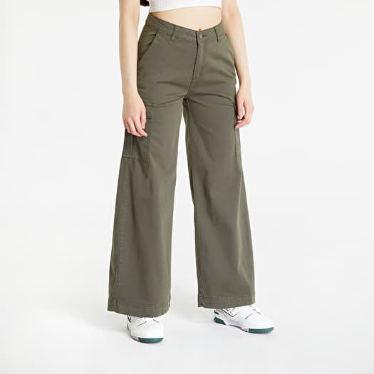 Cargo pants Urban Classics Ladies Olive | Waist Twill Cargo Queens Leg Wide Pants High