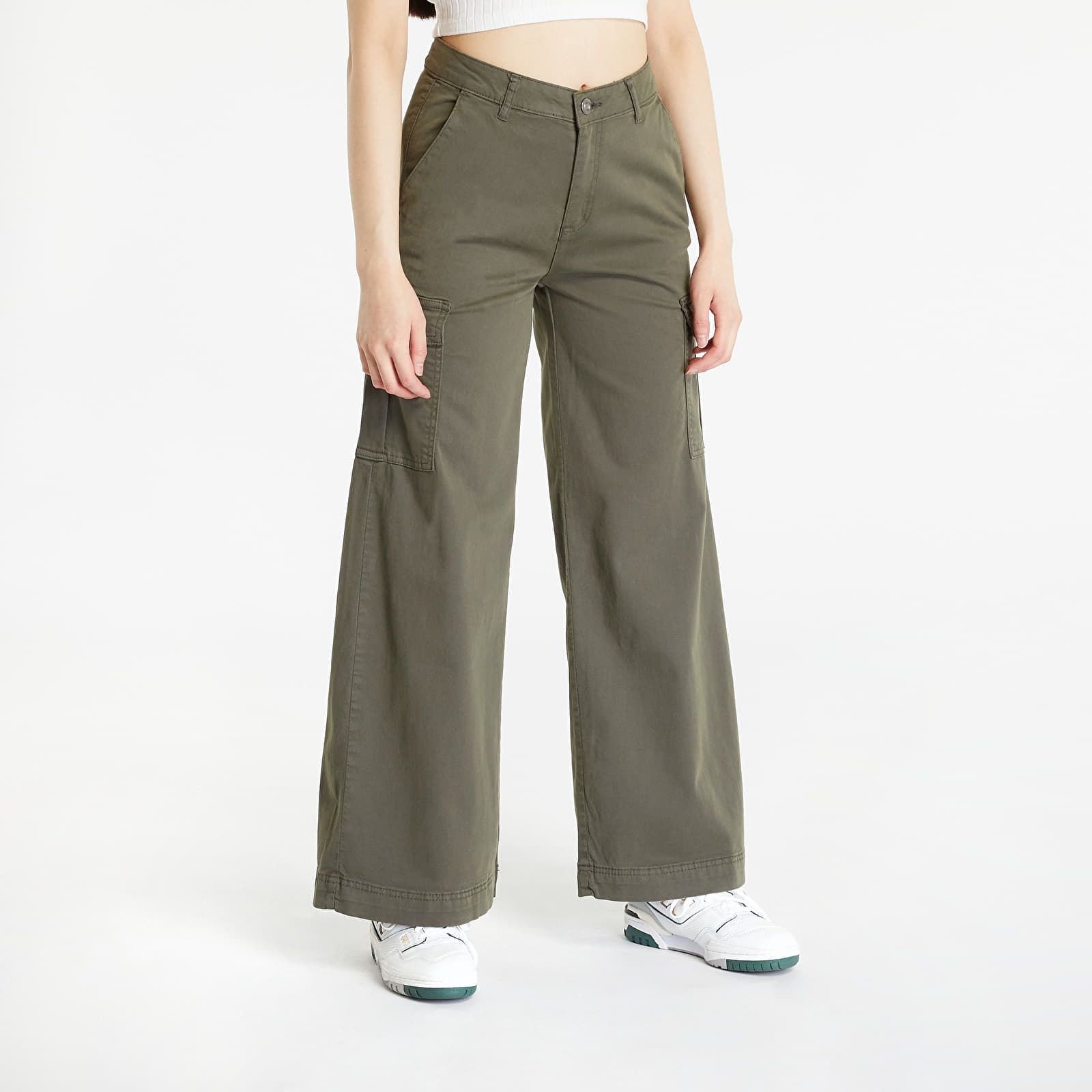 Cargo pants Urban Classics Ladies High Waist Wide Leg Twill Cargo Pants  Olive | Queens