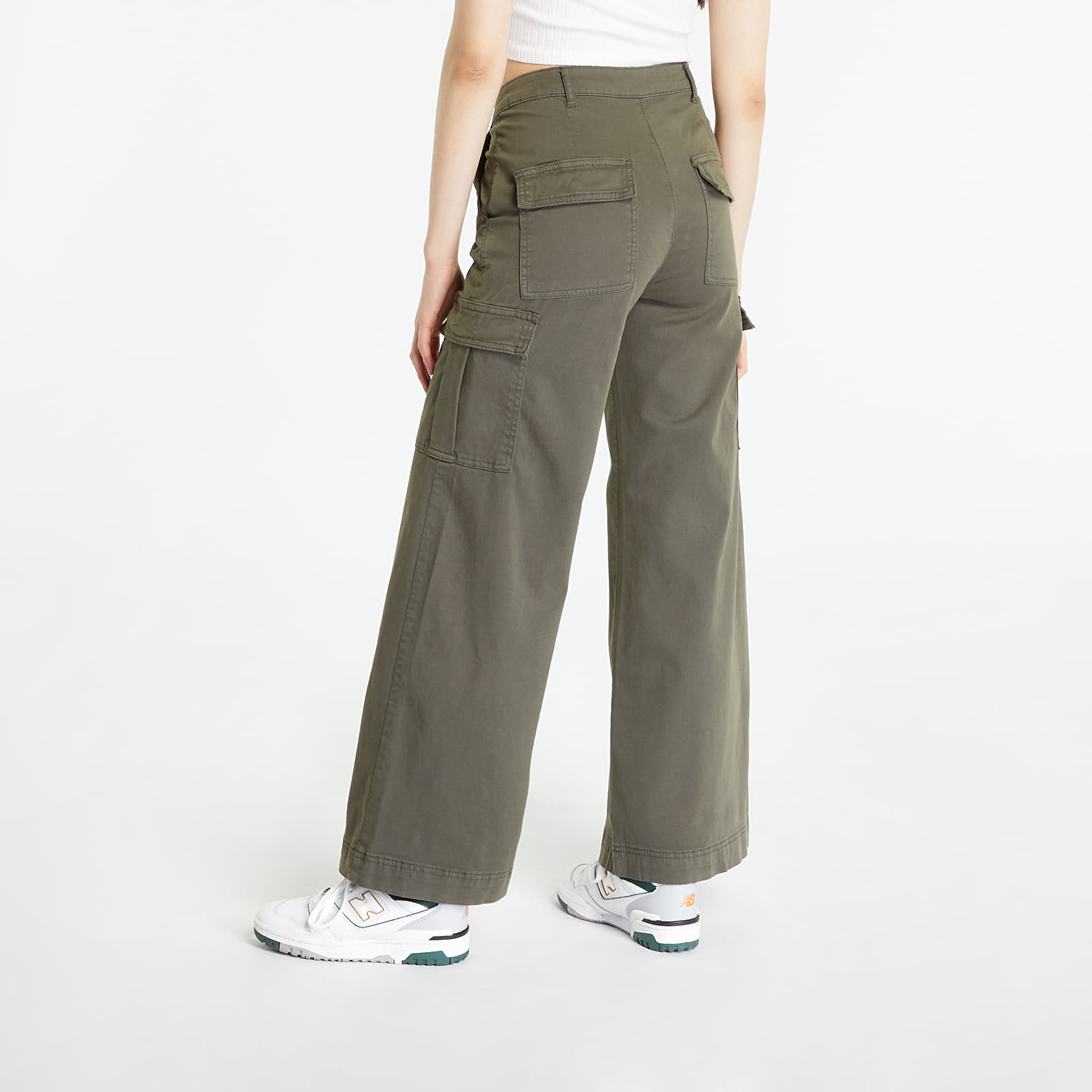 Cargo kalhoty Urban Classics Ladies High Waist Wide Leg Twill Cargo Pants Olive