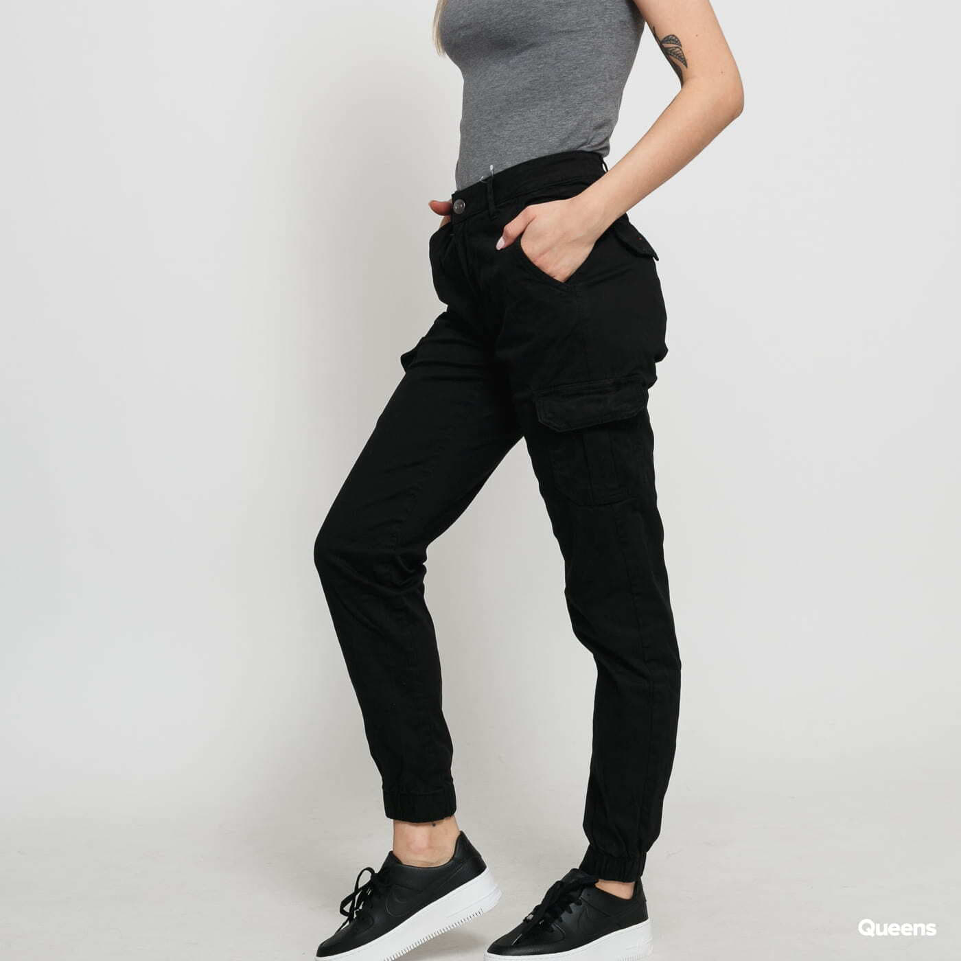 Pantaloni Urban Classics Ladies High Waist Cargo Pants Black W31