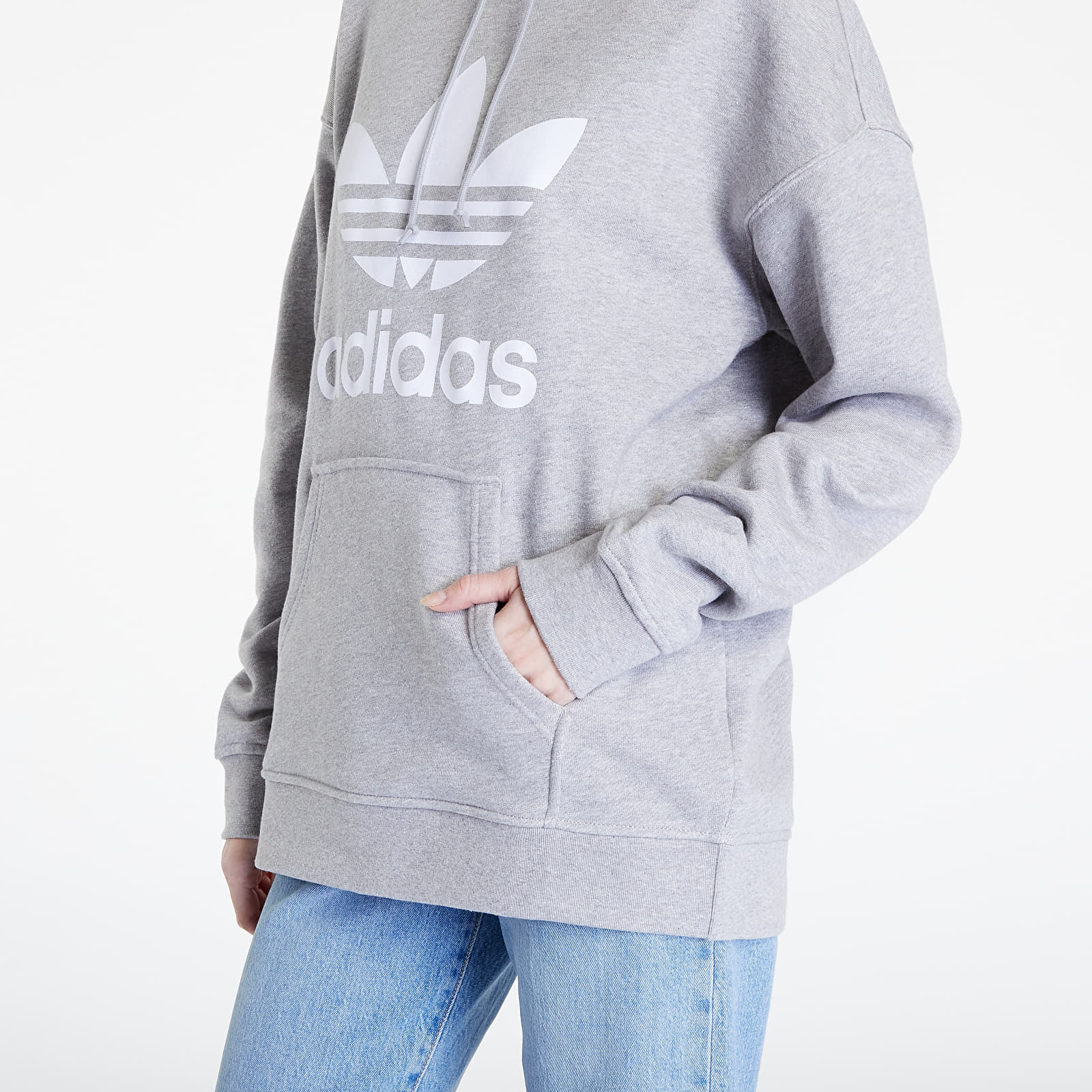 Hoodies and sweatshirts adidas Originals Hoodie Trefoil Grey/ Queens White | Melange