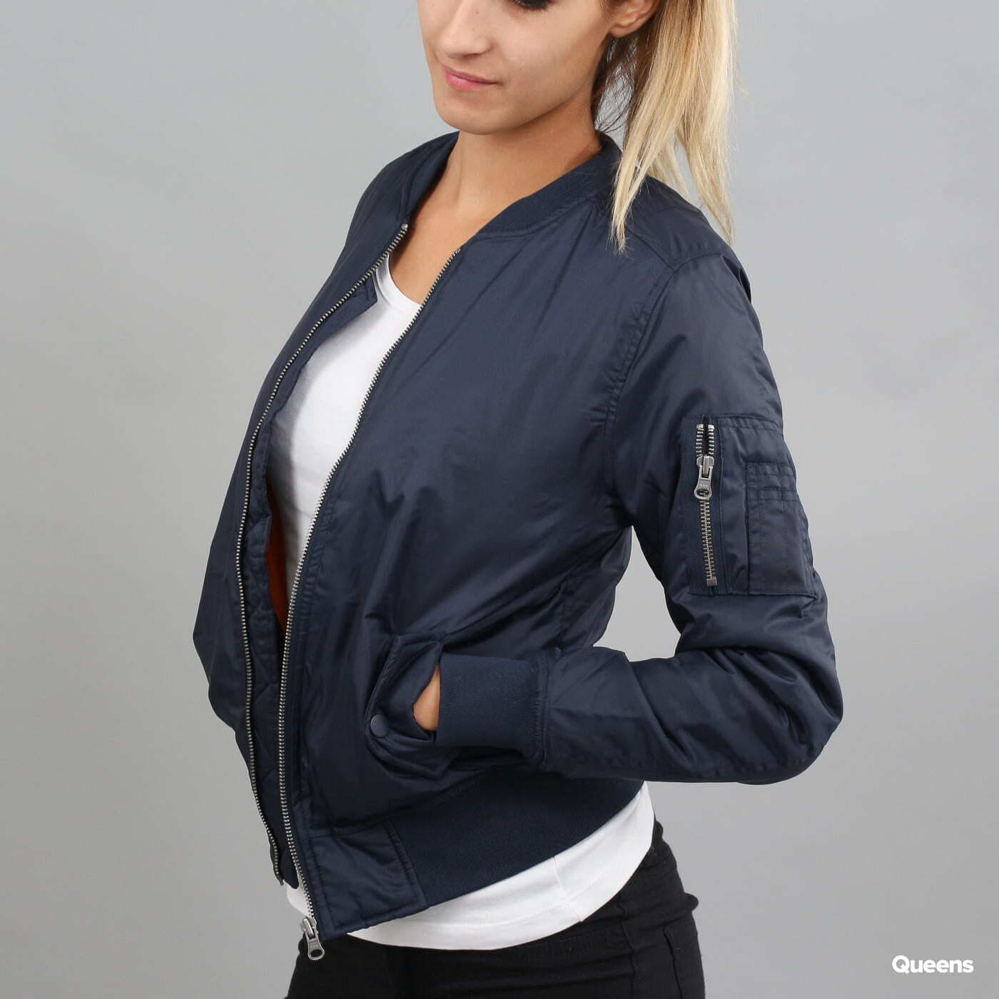 Basic Jacket Jackets Classics Ladies Navy Bomber Queens | Urban