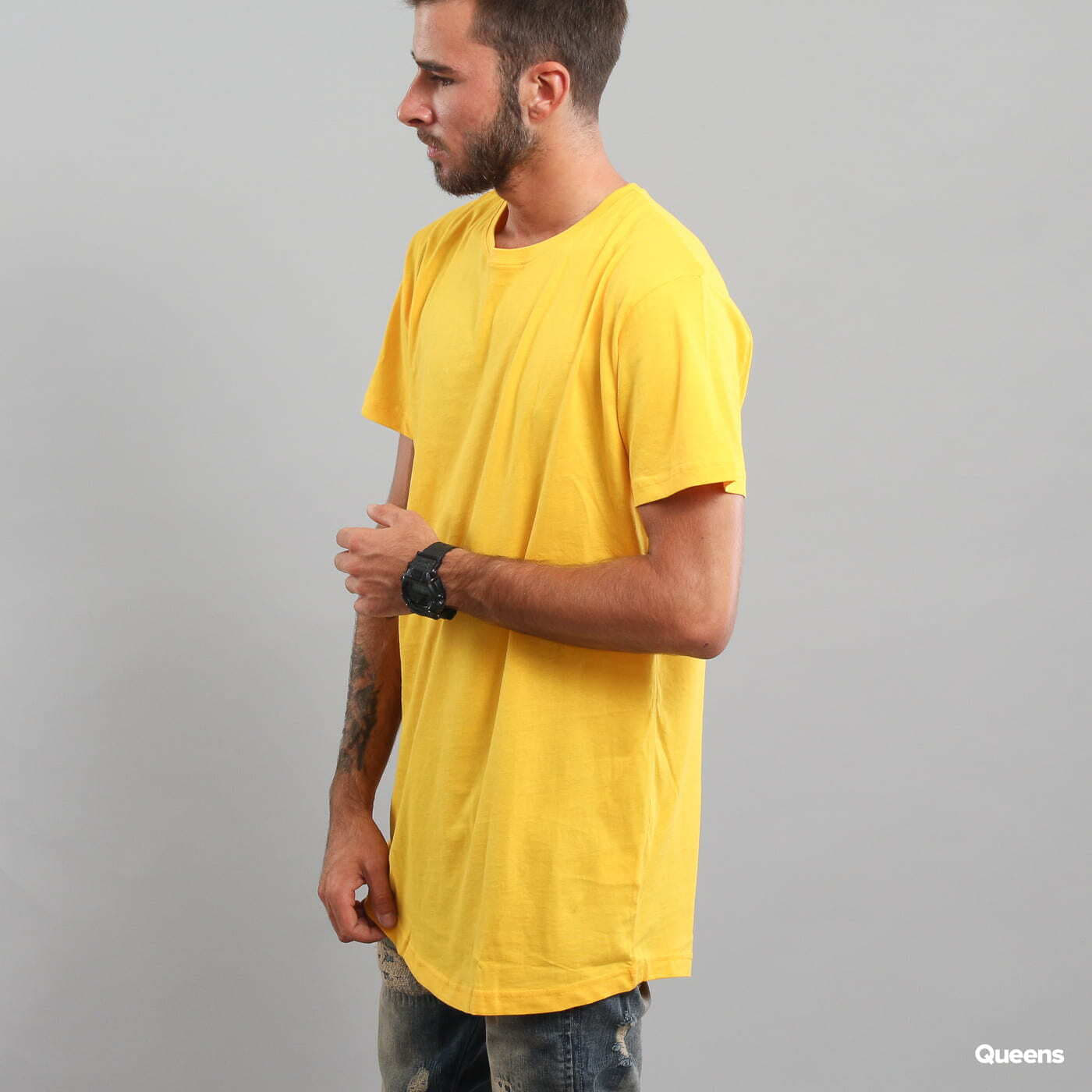 T-shirts Urban Classics Shaped Long Tee Yellow