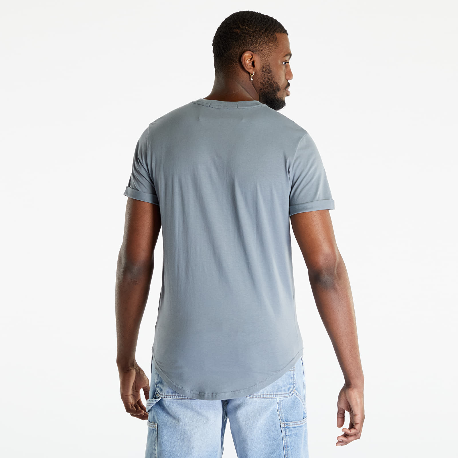 Tričká CALVIN KLEIN JEANS Badge Turn Up Sleeve S/S Knit Top Grey