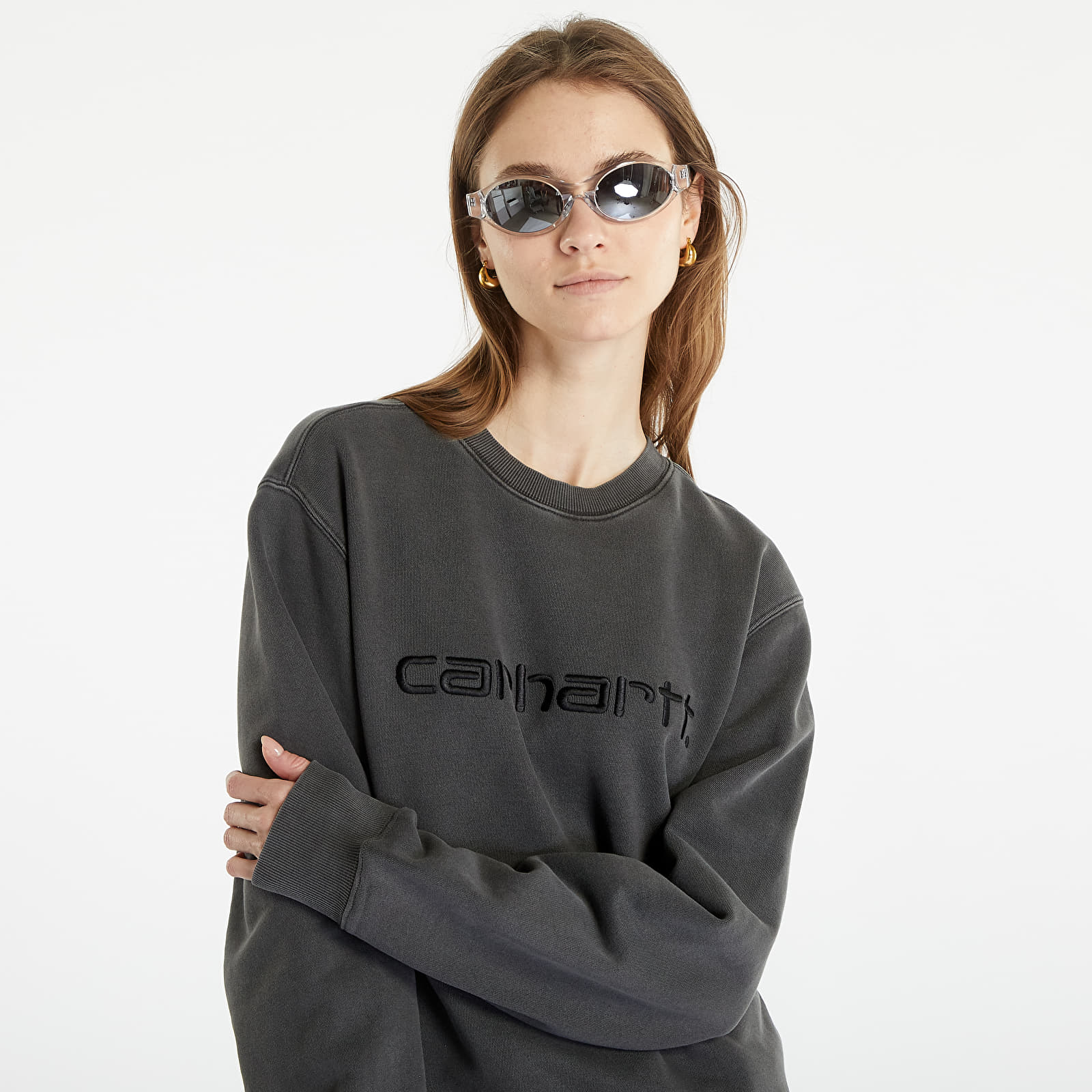 Mikiny Carhartt WIP Duster Sweatshirt UNISEX Black Garment Dyed