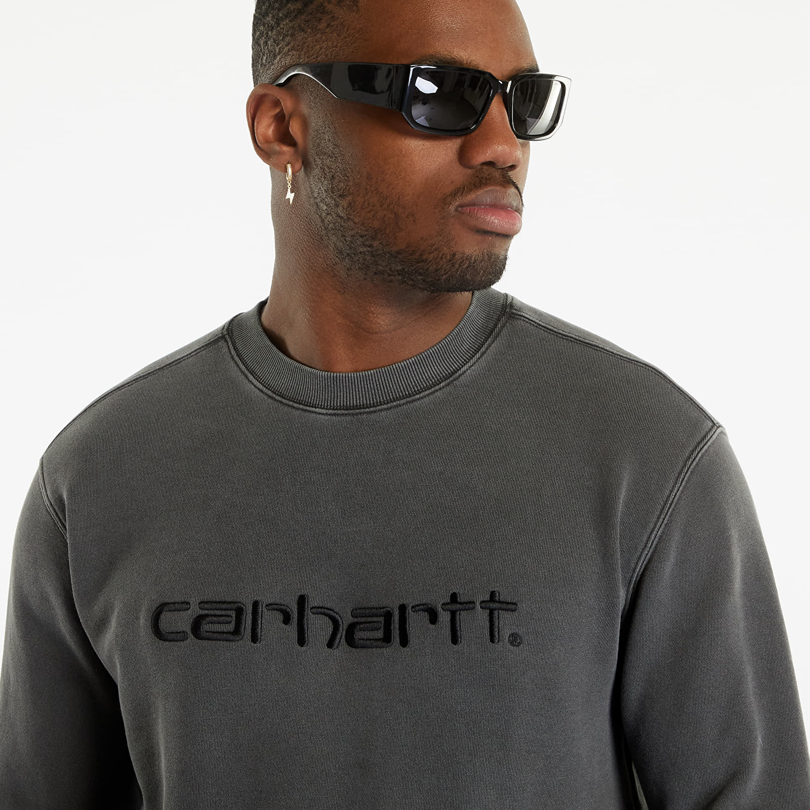 Mikiny Carhartt WIP Duster Sweatshirt UNISEX Black Garment Dyed