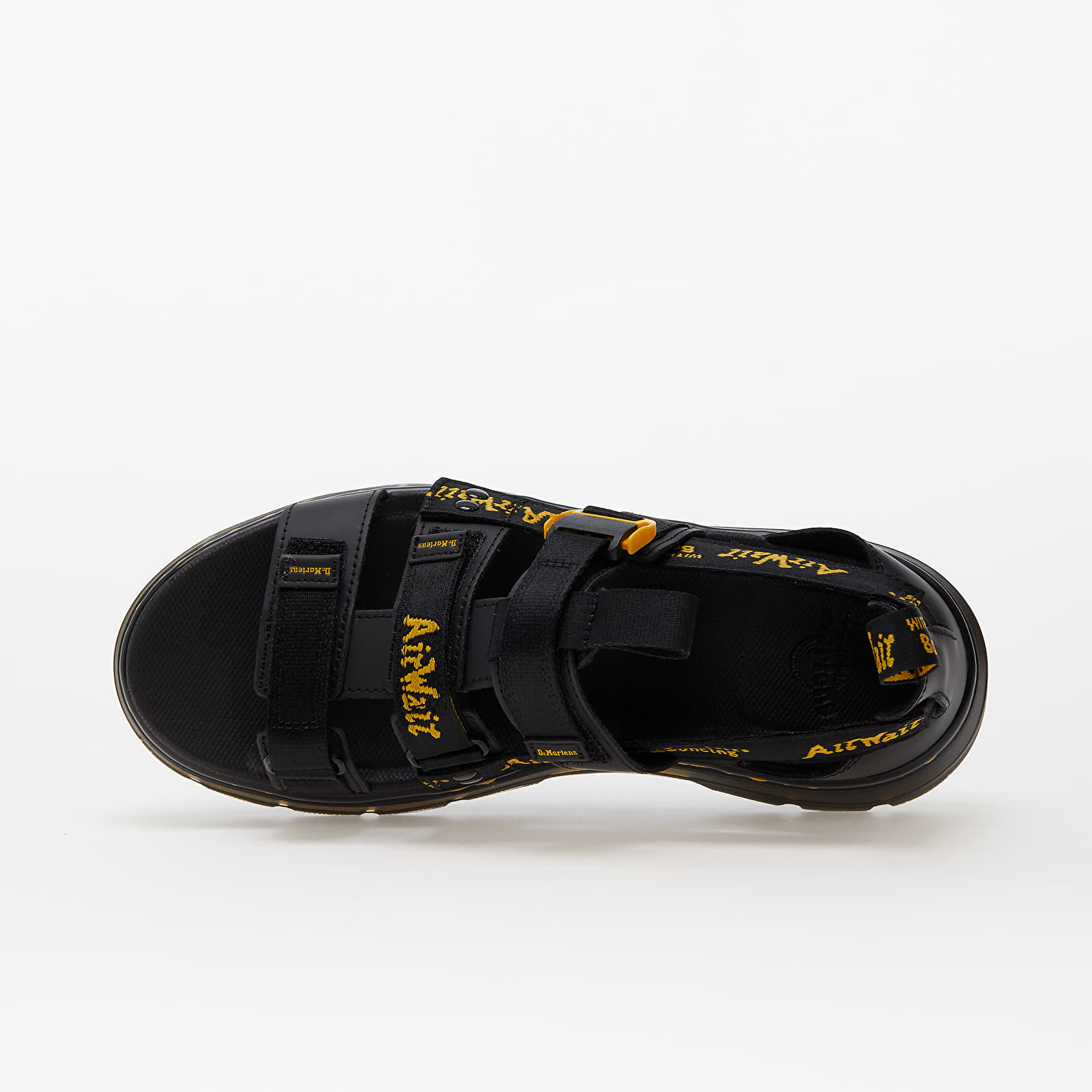 Men's sneakers and shoes Dr. Martens Pearson II Multi Strap Sandal Black Lustre Coated Leather & Black/ Dms Yellow Airwair Webbing