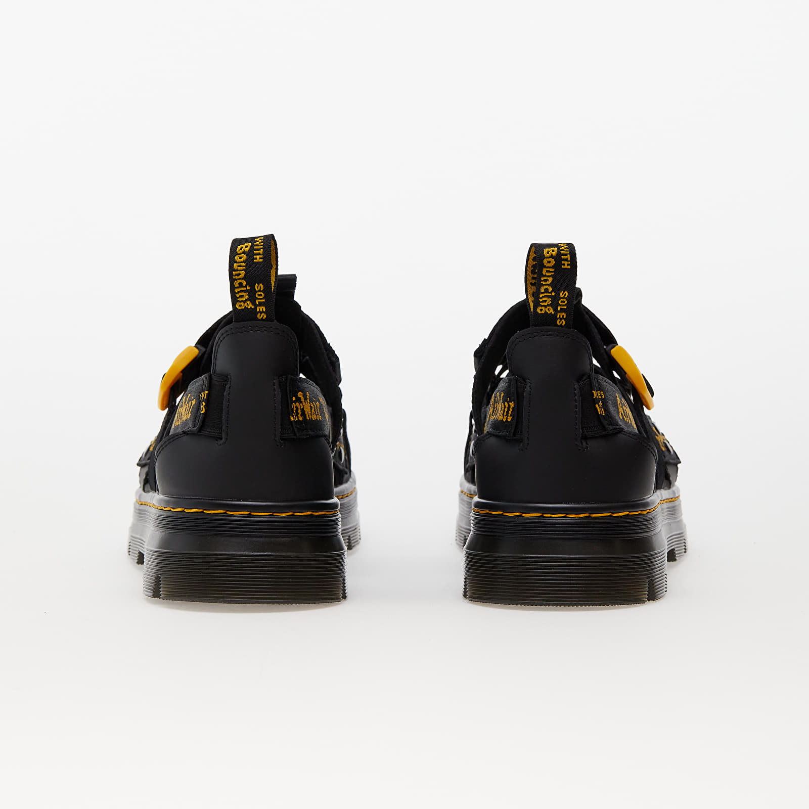 Men's sneakers and shoes Dr. Martens Pearson II Multi Strap Sandal Black Lustre Coated Leather & Black/ Dms Yellow Airwair Webbing