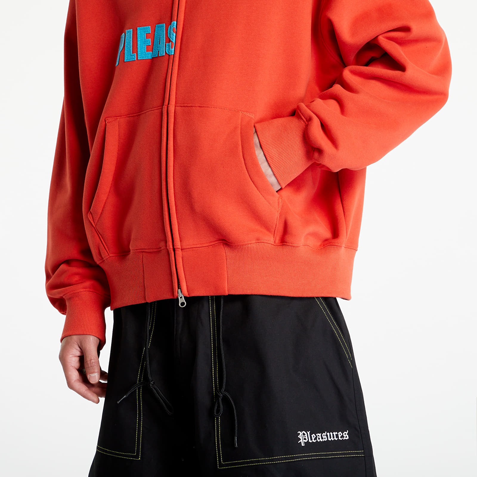 Mikinas ar kapuci un sporta krekli PLEASURES Evolution Zip Up Hoodie Red