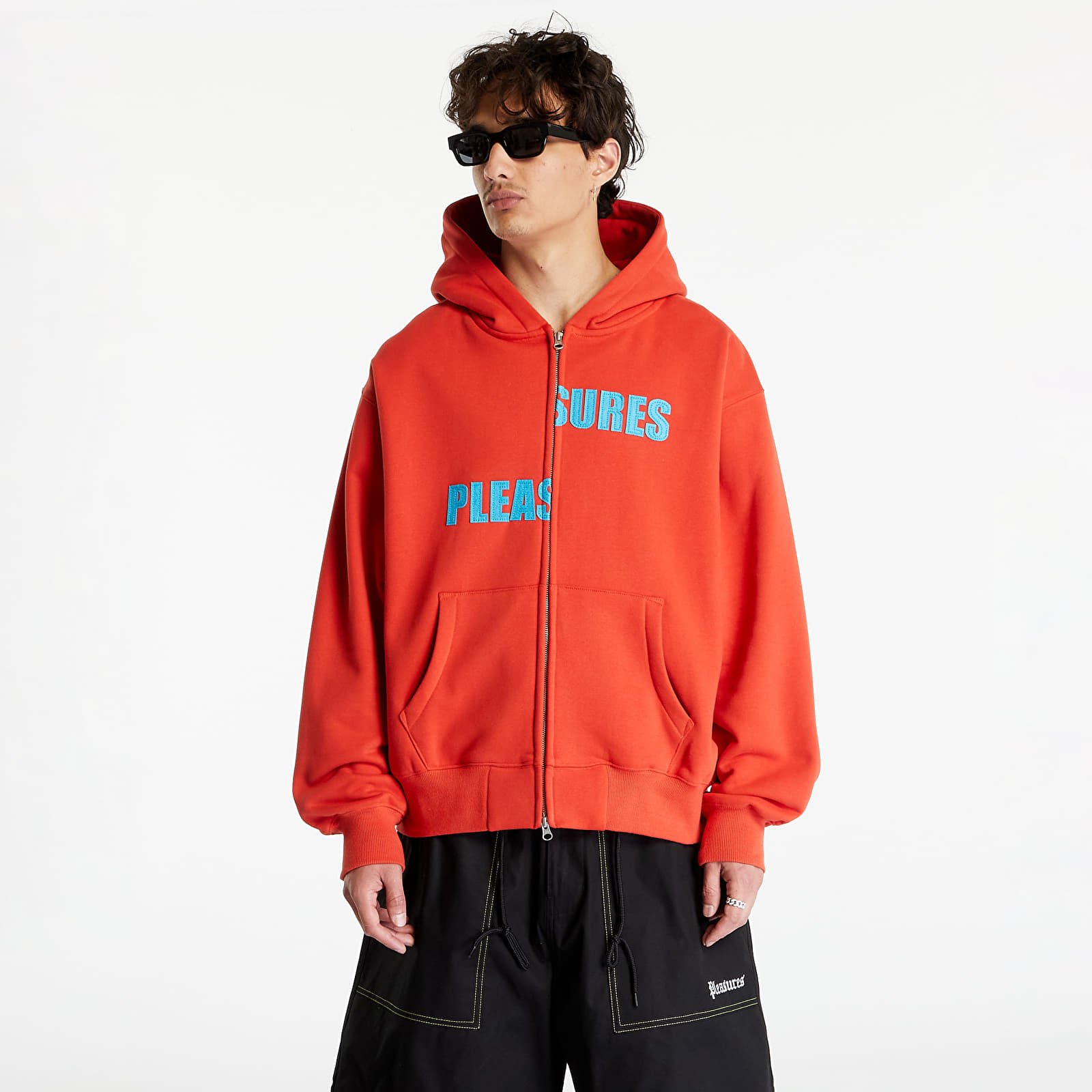 Mikinas ar kapuci un sporta krekli PLEASURES Evolution Zip Up Hoodie Red