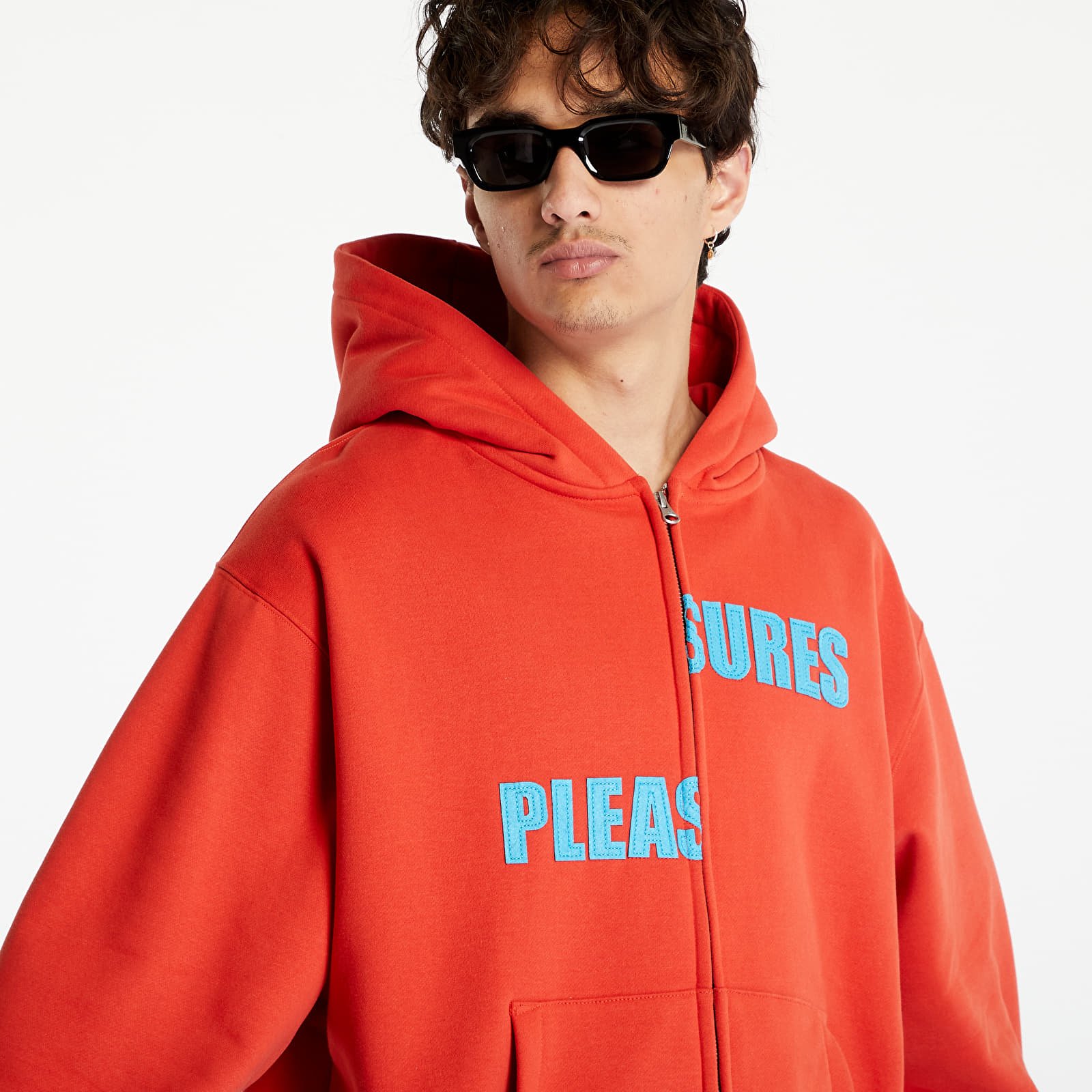Mikinas ar kapuci un sporta krekli PLEASURES Evolution Zip Up Hoodie Red