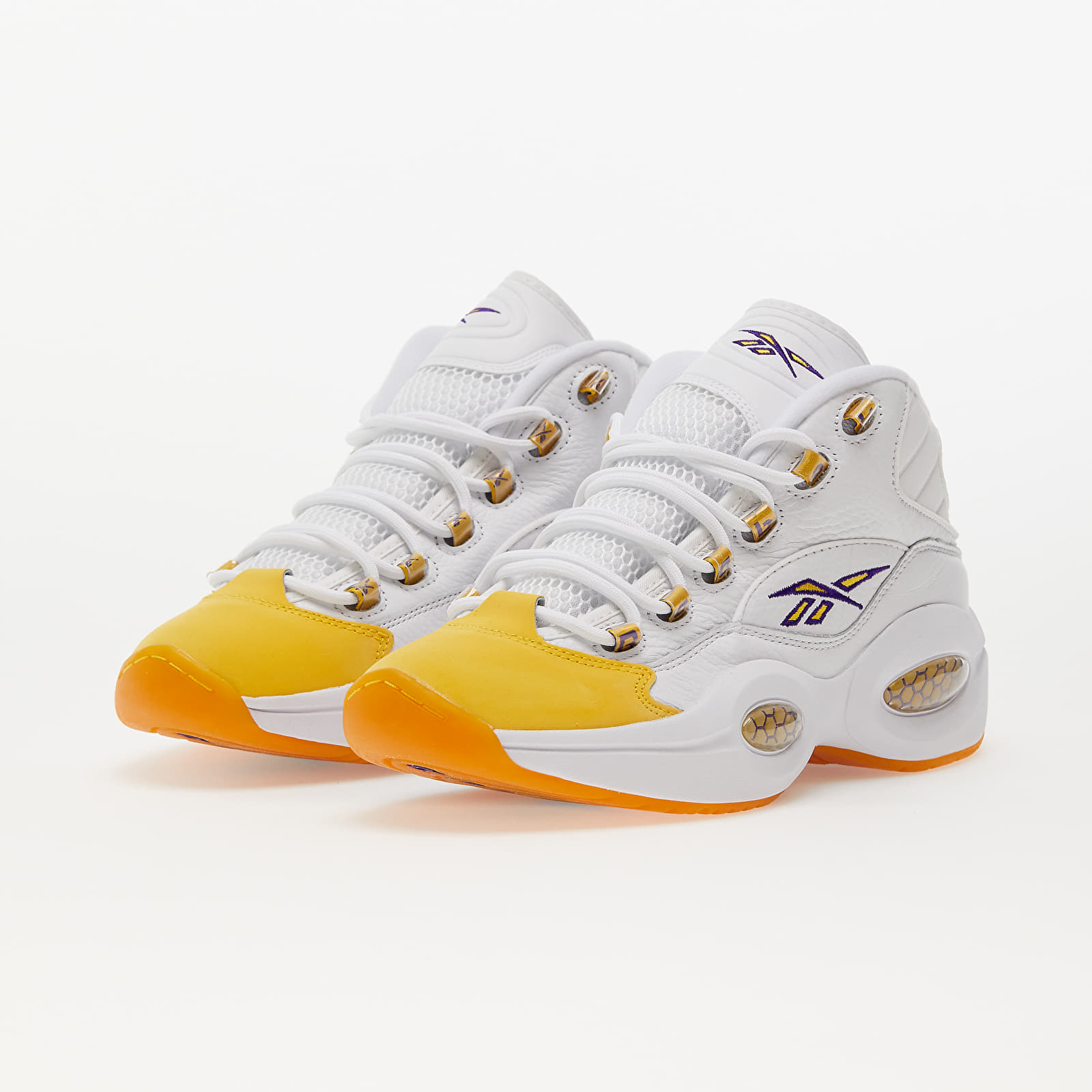 Baskets et chaussures pour hommes Reebok Question Mid White Yellow Thread Ultra Violet Queens