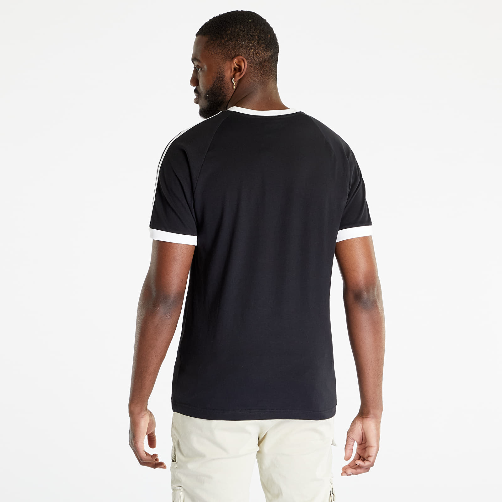 Adidas 3 stripes hot sale t shirt black