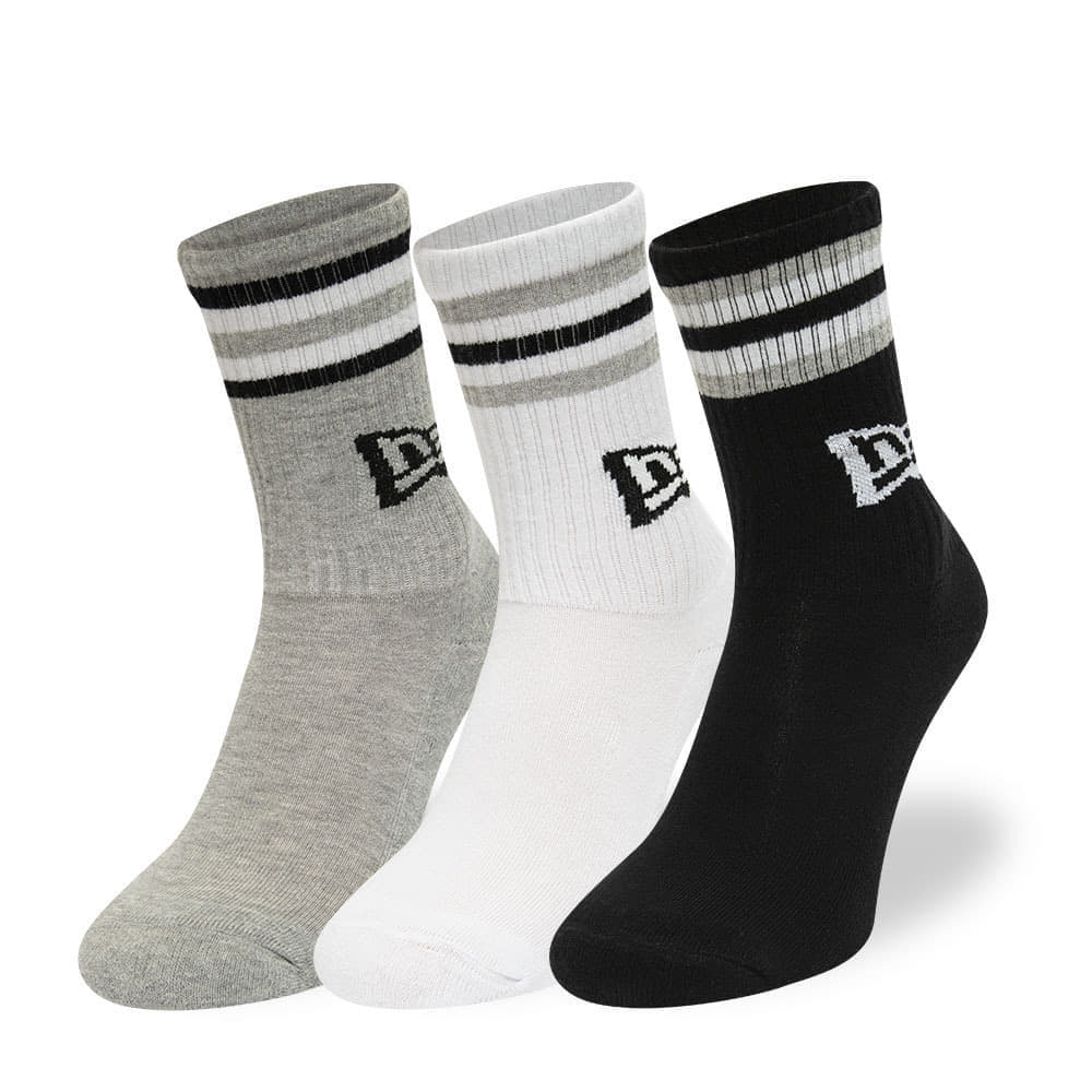 New Era Retro Stripe Crew 3-Pack Black/ White/ Gray Universal