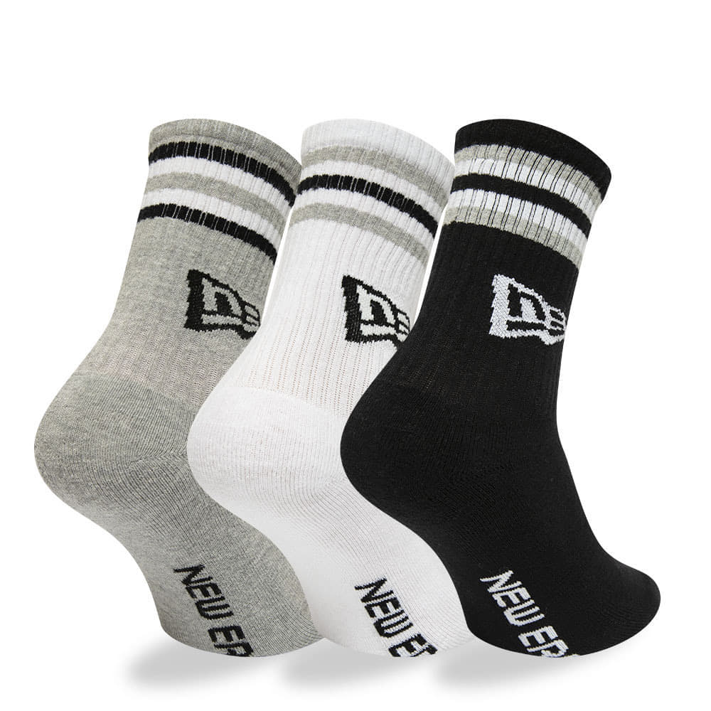 Ponožky New Era Retro Stripe Crew 3-Pack Black/ White/ Gray