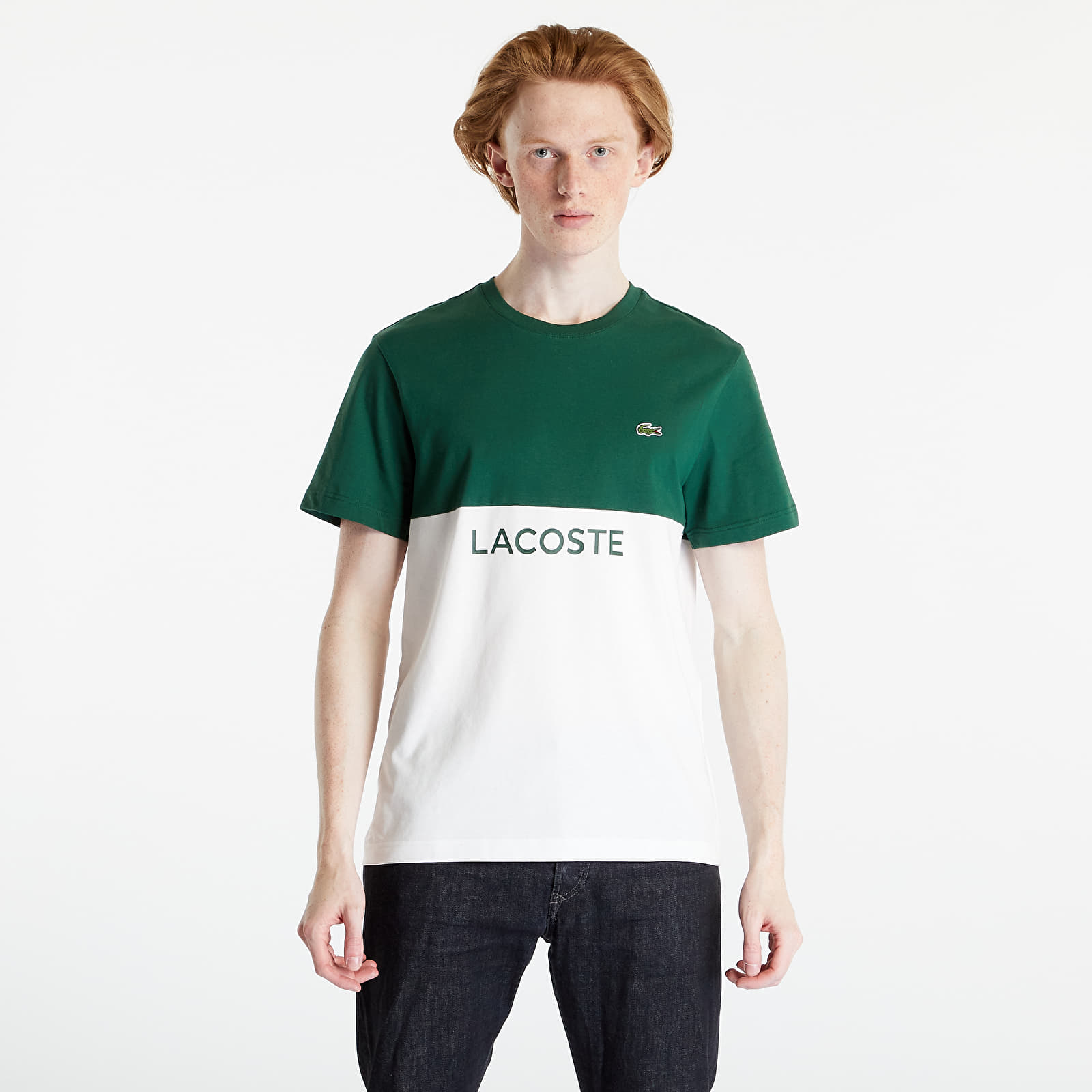 Tricouri  LACOSTE T-Shirt Green/ Flour