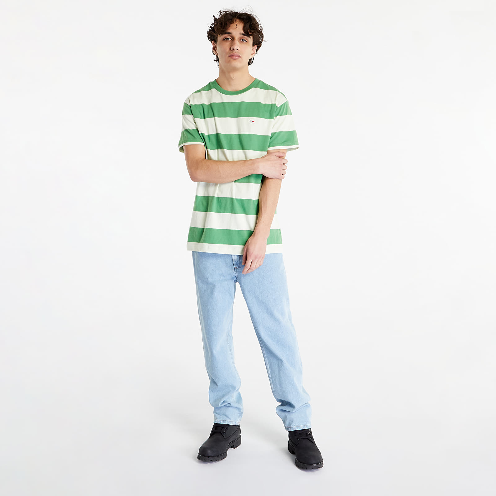 TOMMY JEANS Classic Tonal Strip T-Shirt Coastal Green Stripe