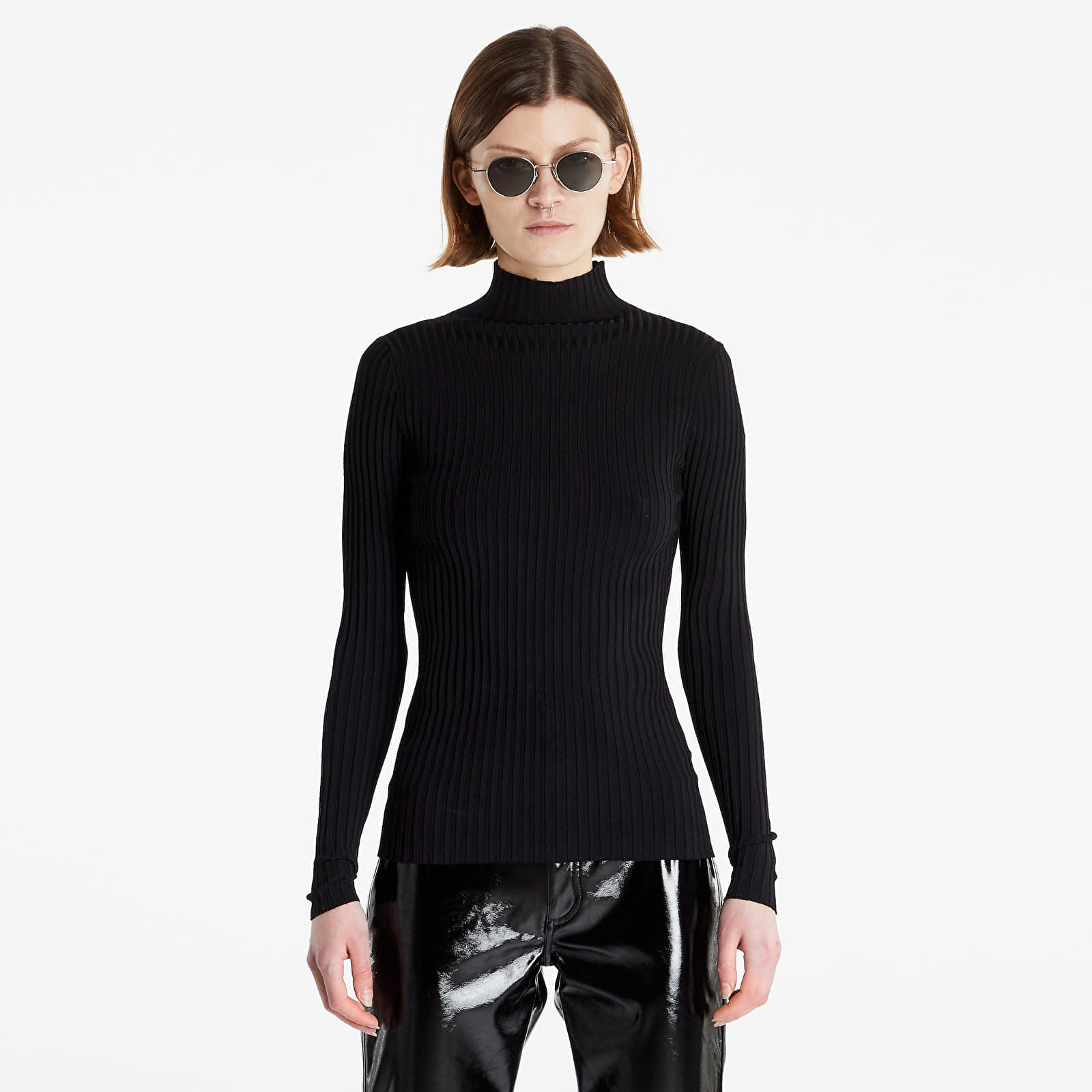 Swetry CALVIN KLEIN JEANS Back Logo Shiny Sweater Ck Black