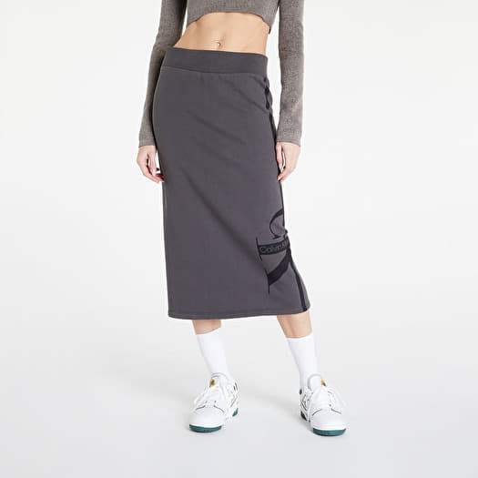 Röcke CALVIN KLEIN JEANS Terry Logo Midi Skirt Industrial Grey | Queens