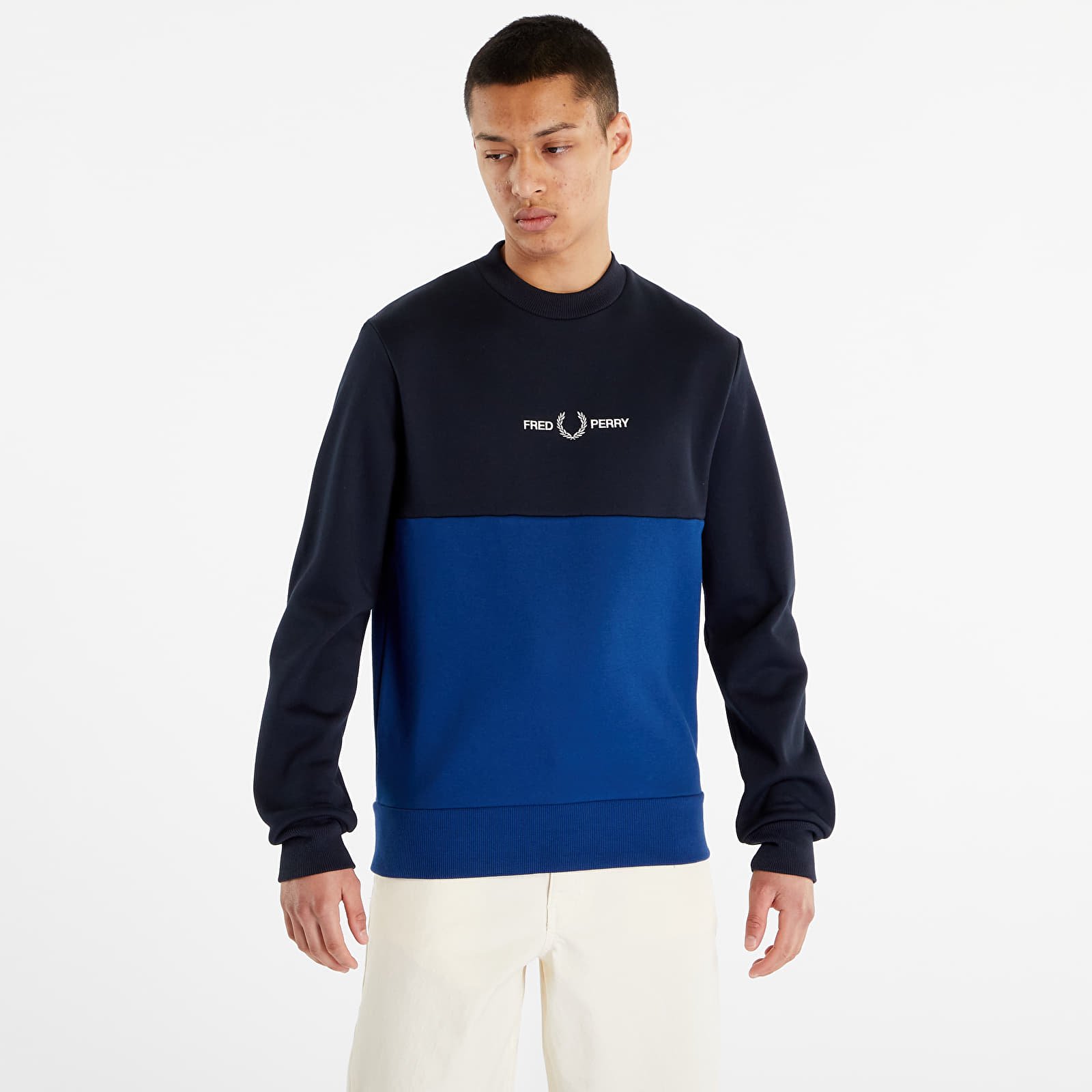 Fred perry colour block crew sweatshirt 2025