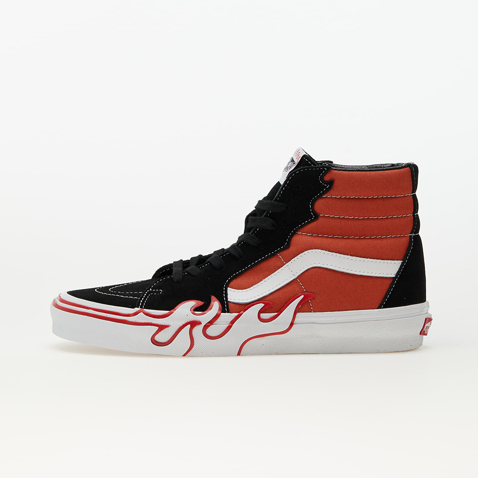 Red slip on vans with flames new arrivals