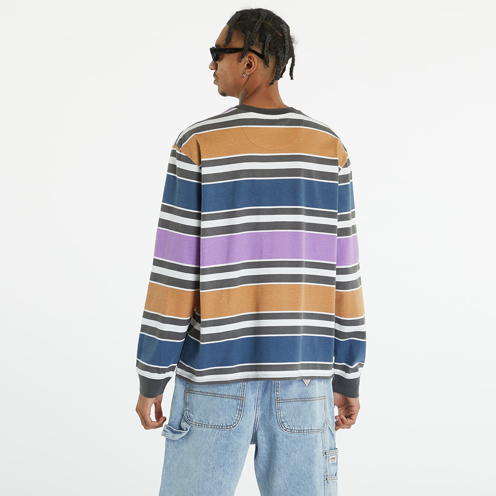 T-shirts GUESS Go Block Stripe Ls Pure White Multi | Queens