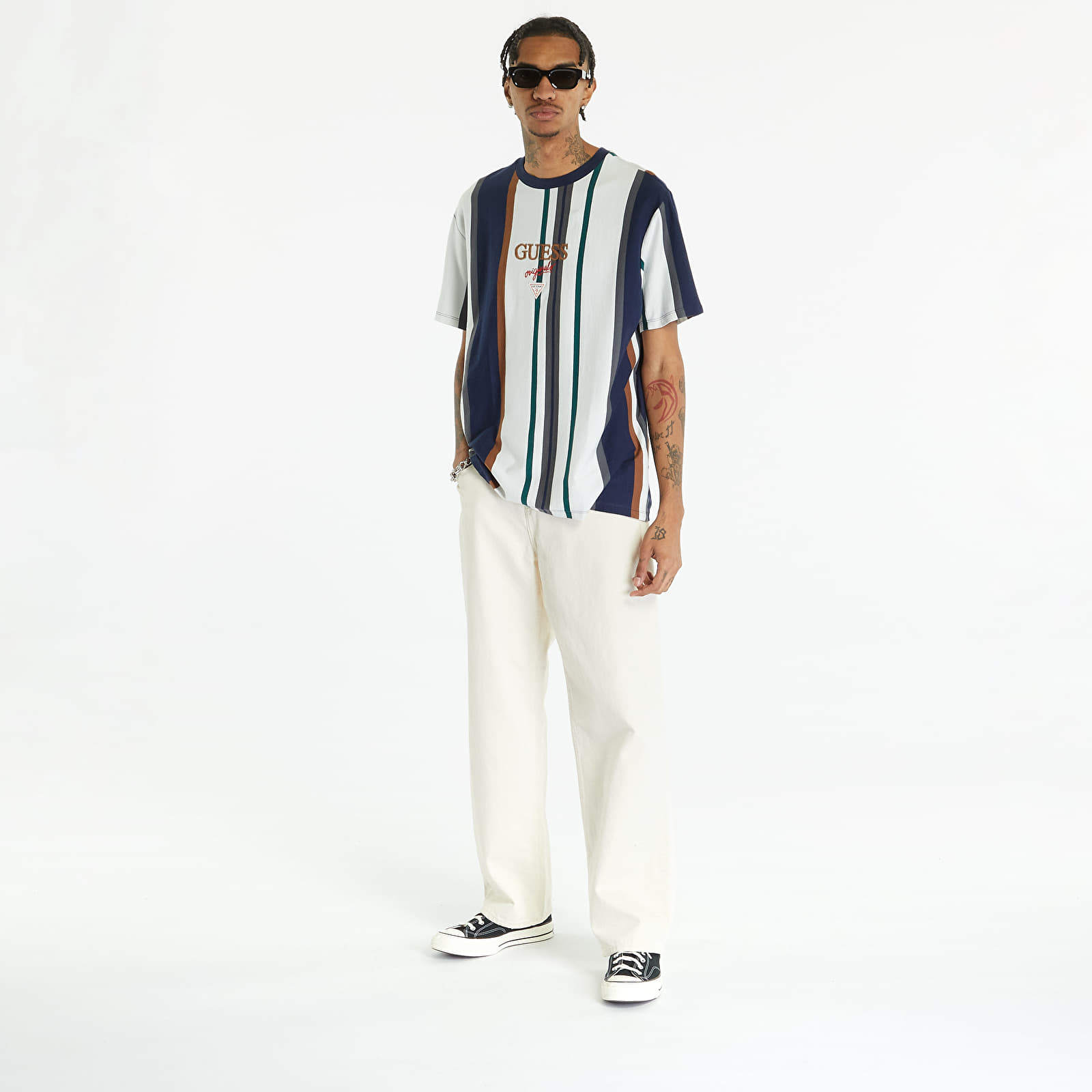 T-Shirts GUESS Go Brandt Stripe Tee White Peaks Multi