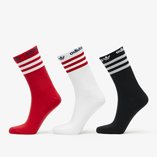Ponožky adidas Originals Crew Sock 3-Pack Black/ White/ Better Scarlet |  Queens
