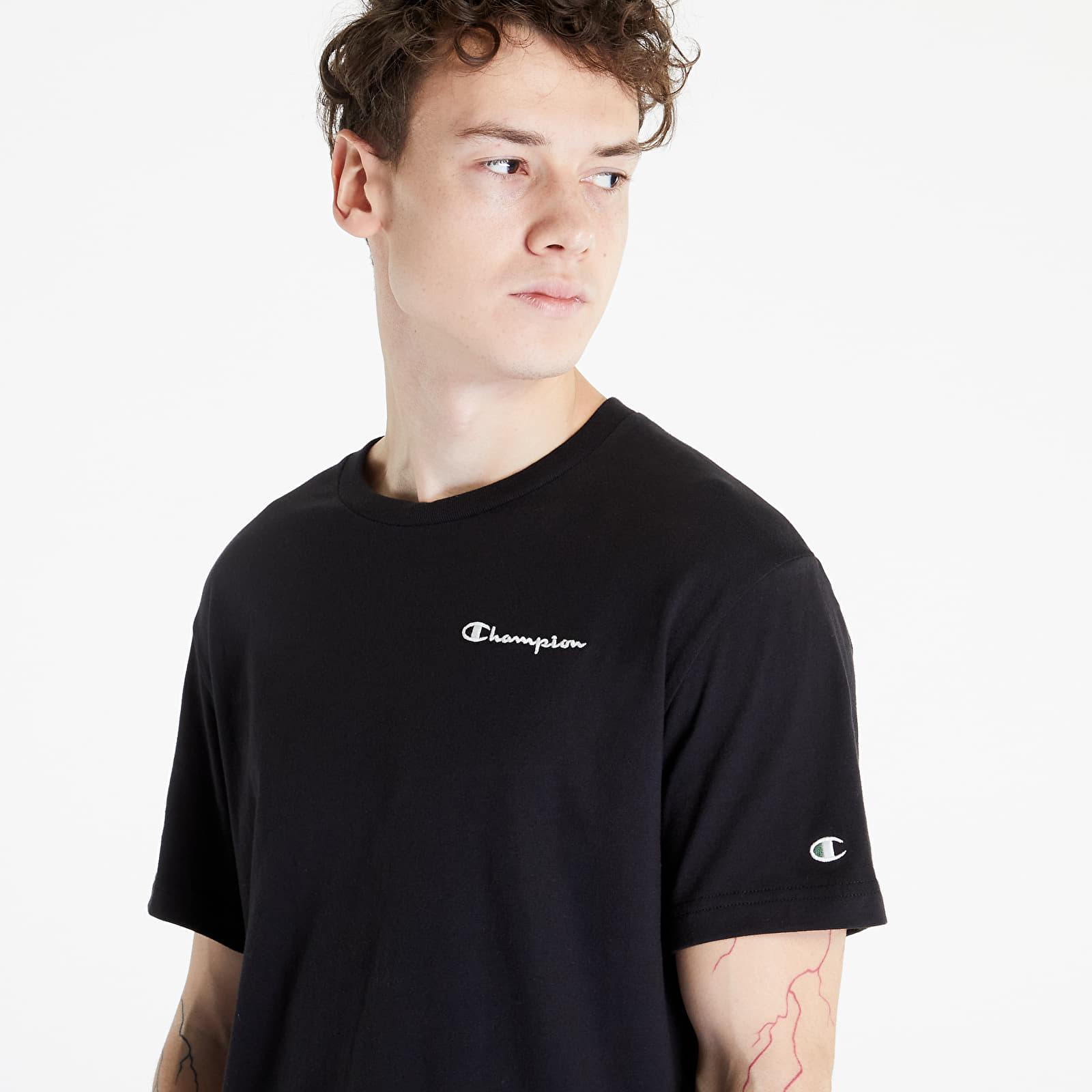 Champion T shirt Maniche Corte Logo Piccolo Blu Uomo MOUD 58 OFF