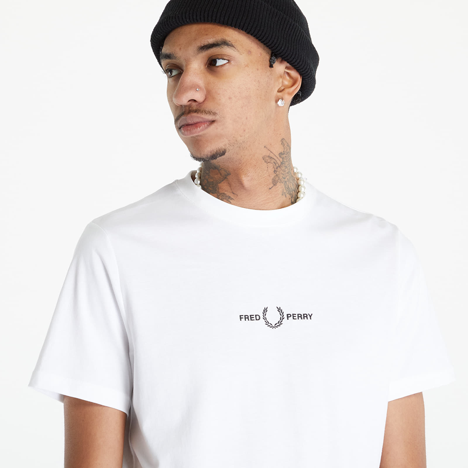 Trička FRED PERRY Embroidered T-Shirt White