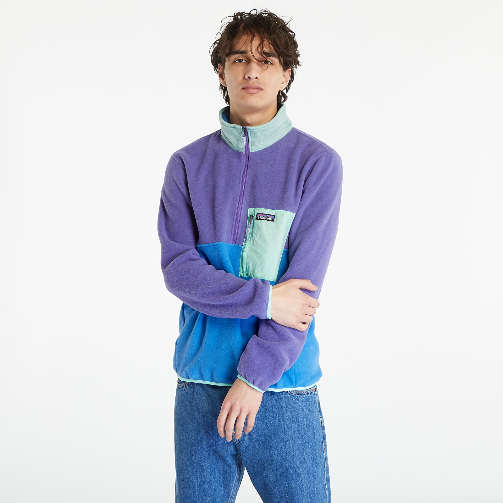 Hoodies och sweatshirts Patagonia M's Microdini 1/2 Zip P/O Bayou Blue