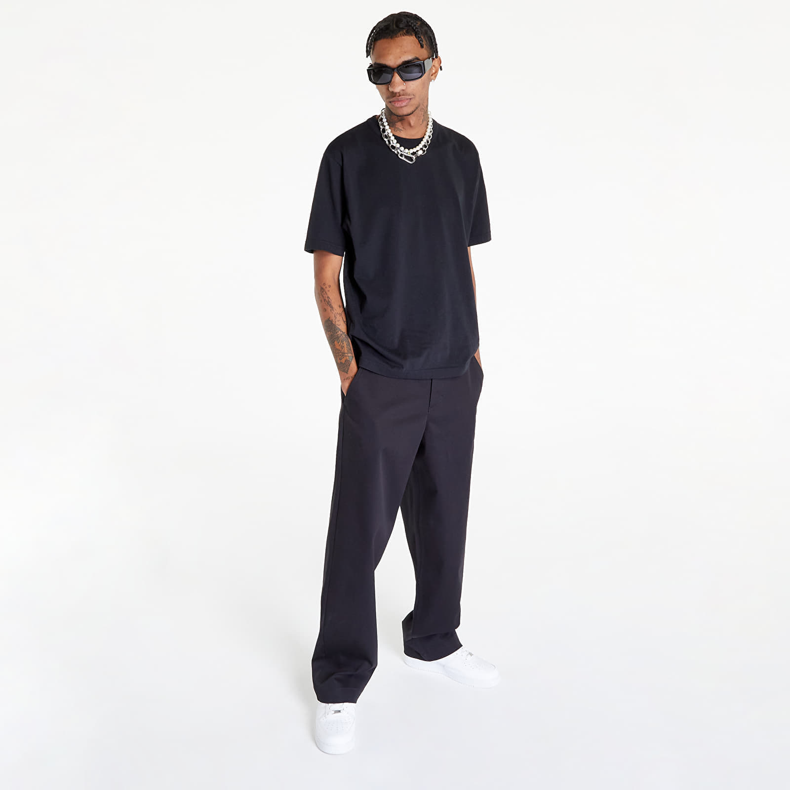 Kalhoty Nike Life Men's Unlined Cotton Chino Pants Black/ White W36