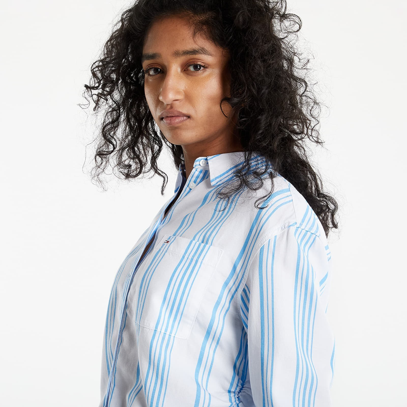 Tricouri TOMMY JEANS Front Tie Stripe Shirt Blue Crush/ Multi