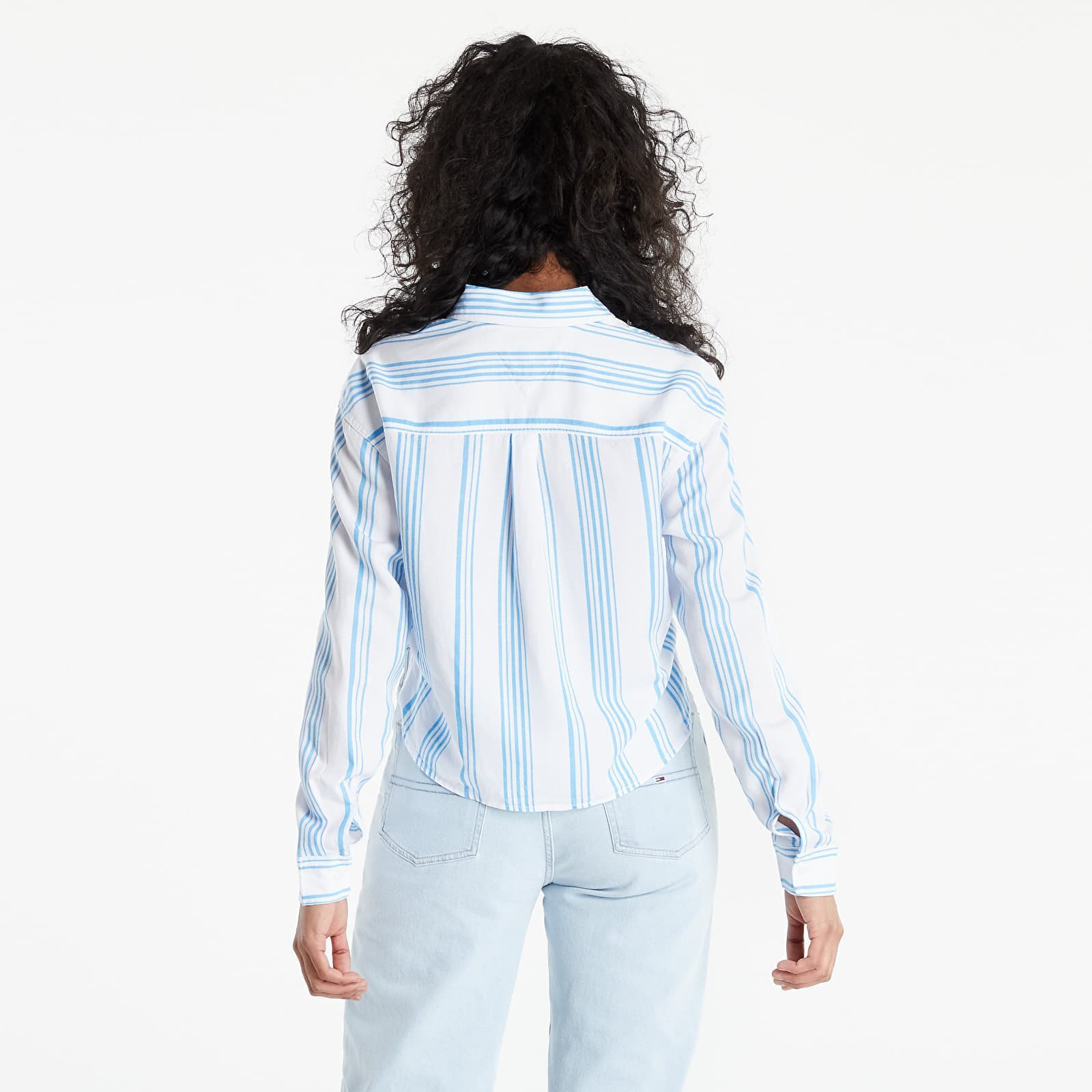 Tricouri TOMMY JEANS Front Tie Stripe Shirt Blue Crush/ Multi