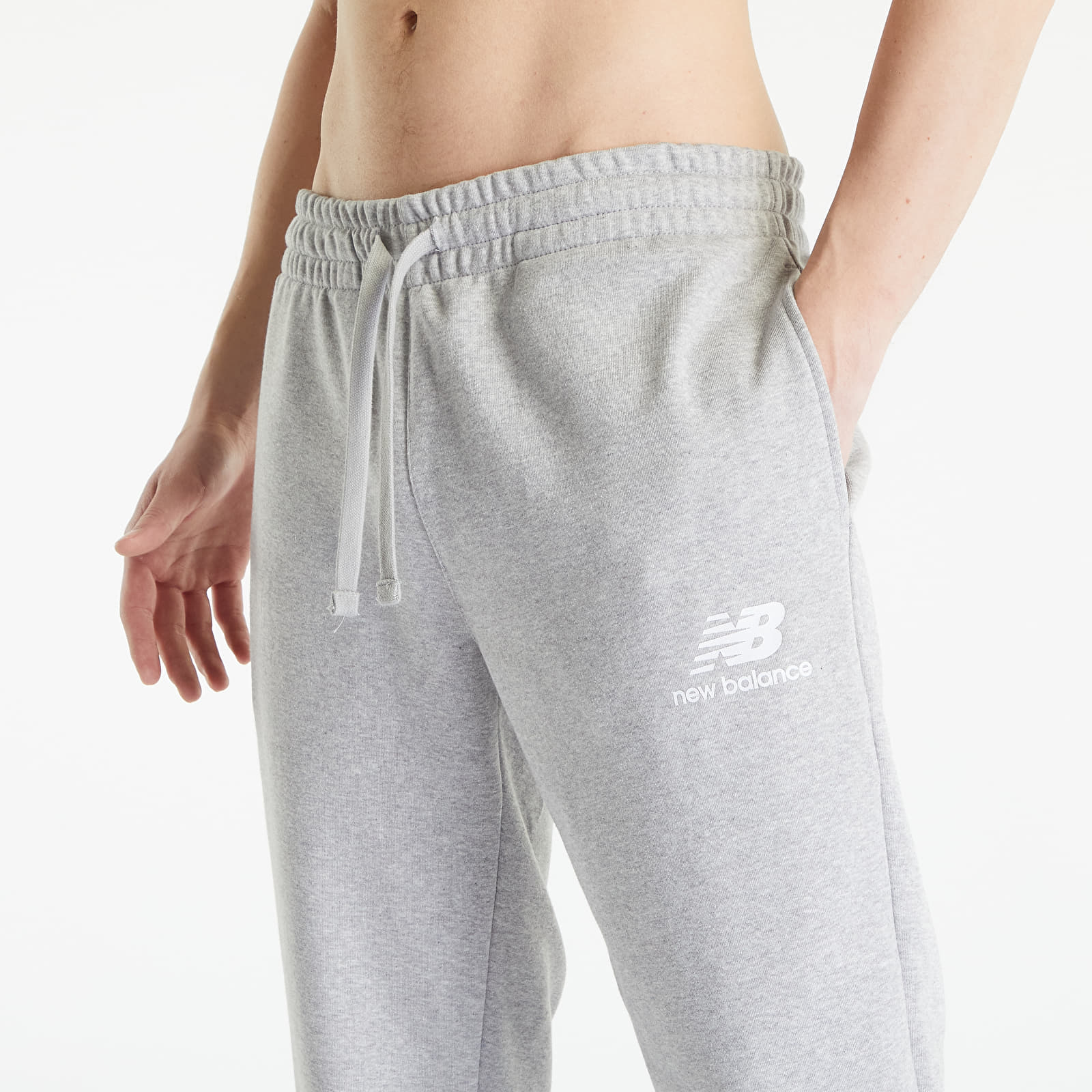 Jogger Pants New Balance Essentials Queens Athletic Terry Stacked Sweatpant Logo | French Grey