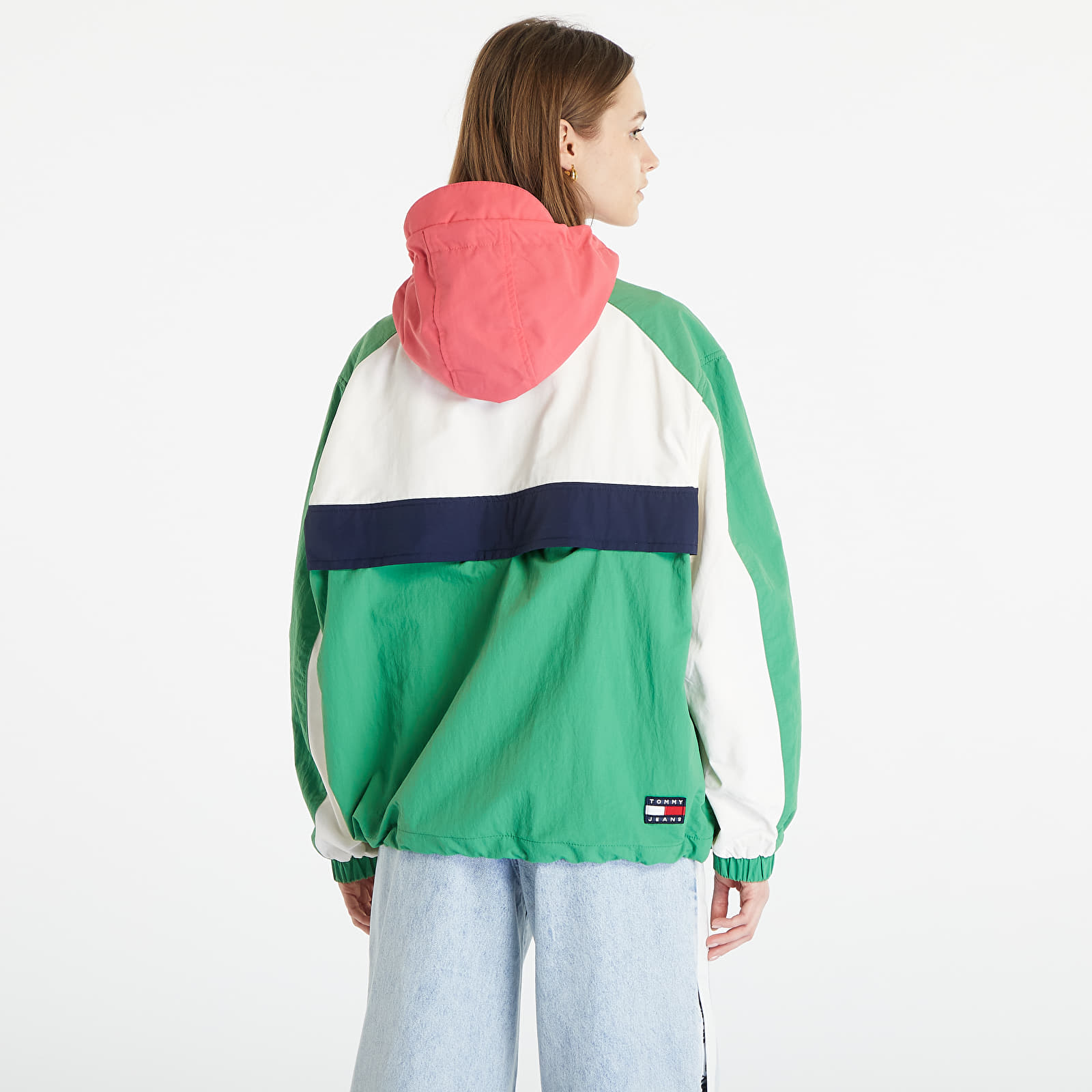 Windjacke TOMMY JEANS Hooded Archive Chicago Windbreaker Popover Jacket Coastal Green/ Multi