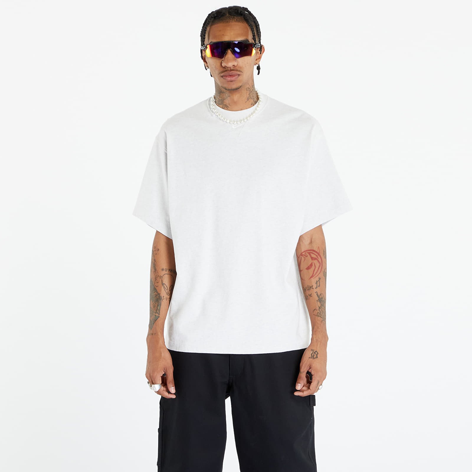 Magliette Nike Solo Swoosh Men's Short-Sleeve Heavyweight Top Birch Heather/ White