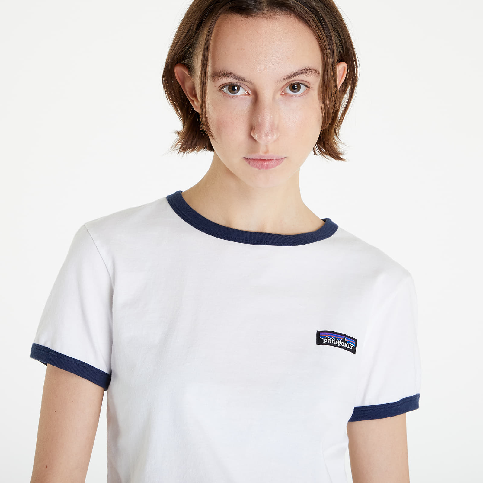 Tricouri Patagonia P-6 Label Organic Ringer Tee White