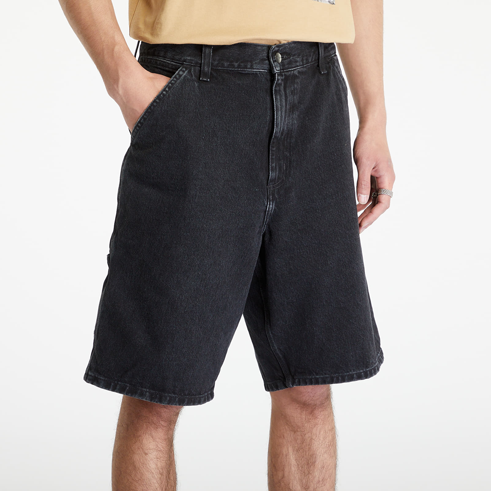 Shorts Carhartt WIP Single Knee Short Black Stone Washed