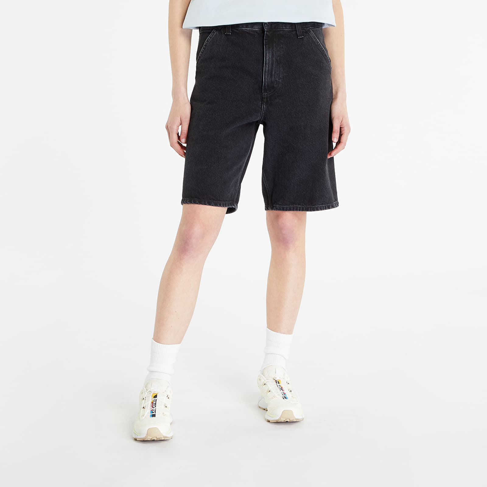Shorts Carhartt WIP Single Knee Short Black Stone Washed