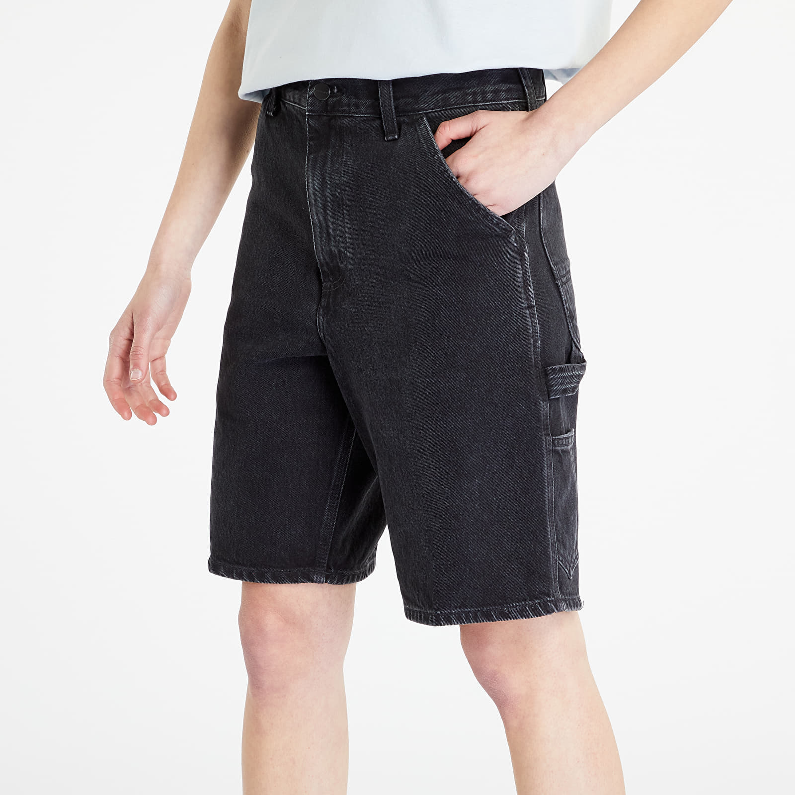 Shorts Carhartt WIP Single Knee Short Black Stone Washed