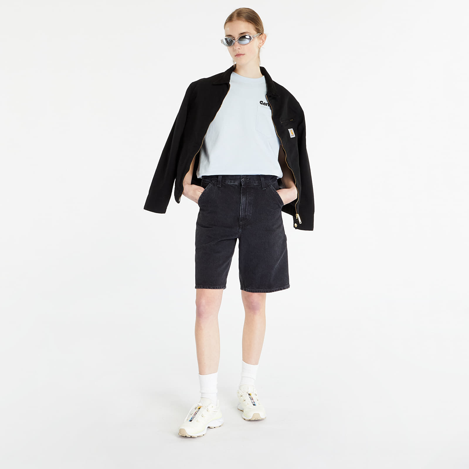 Shorts Carhartt WIP Single Knee Short Black Stone Washed