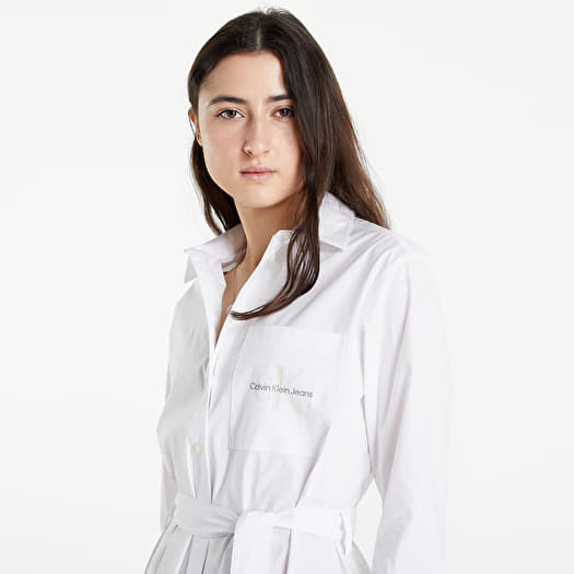 Dresses CALVIN KLEIN JEANS Belted Easy Shirt Dress Bright White Queens