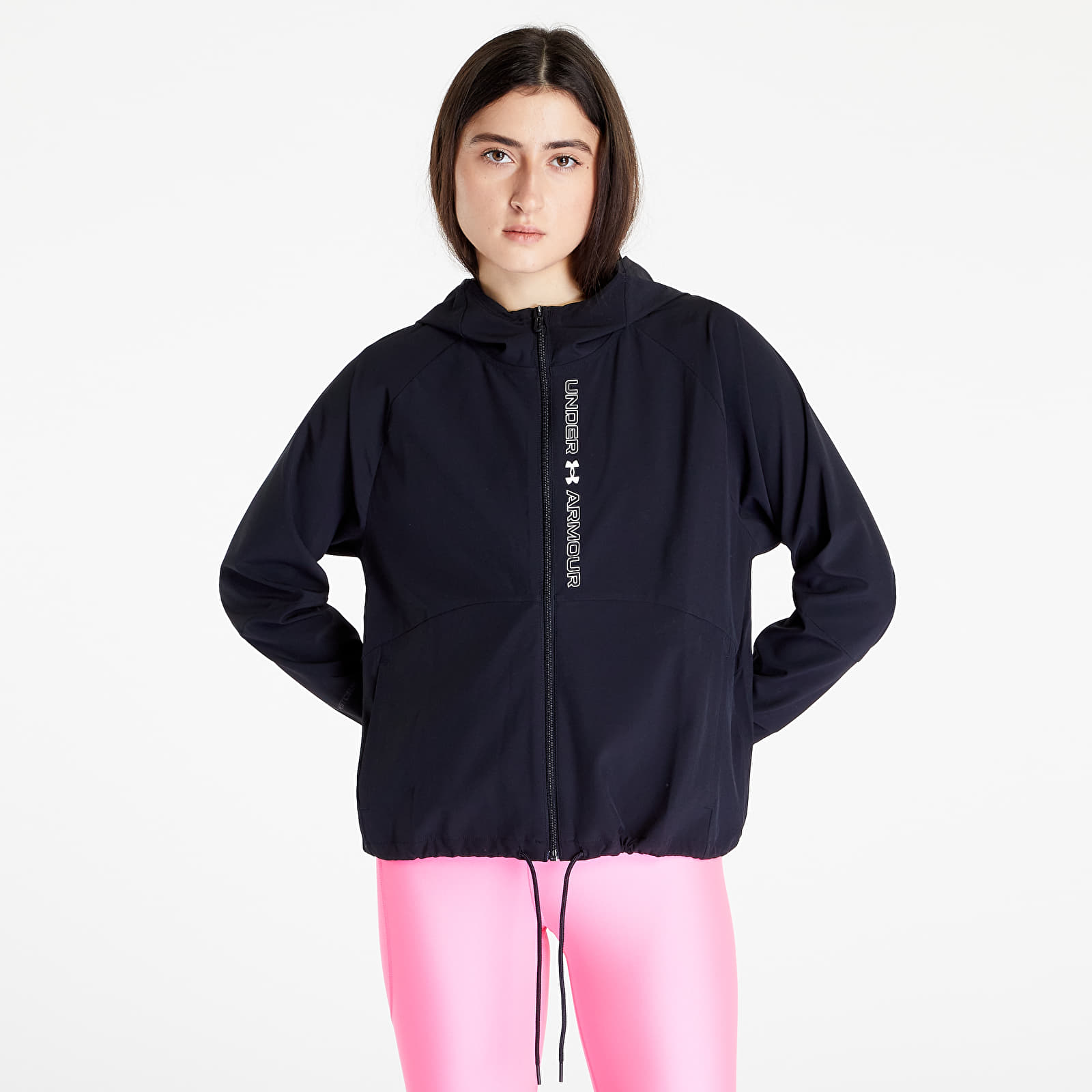 Bunda Under Armour Woven FZ Jacket Black/ Black/ White M