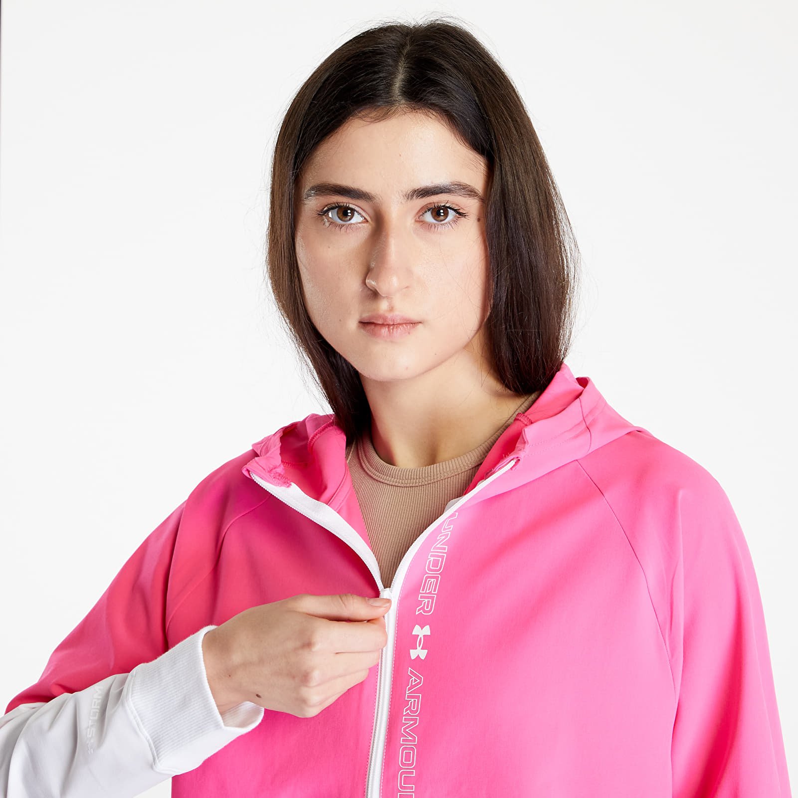 Jackets Under Armour Woven FZ Jacket Pink Queens