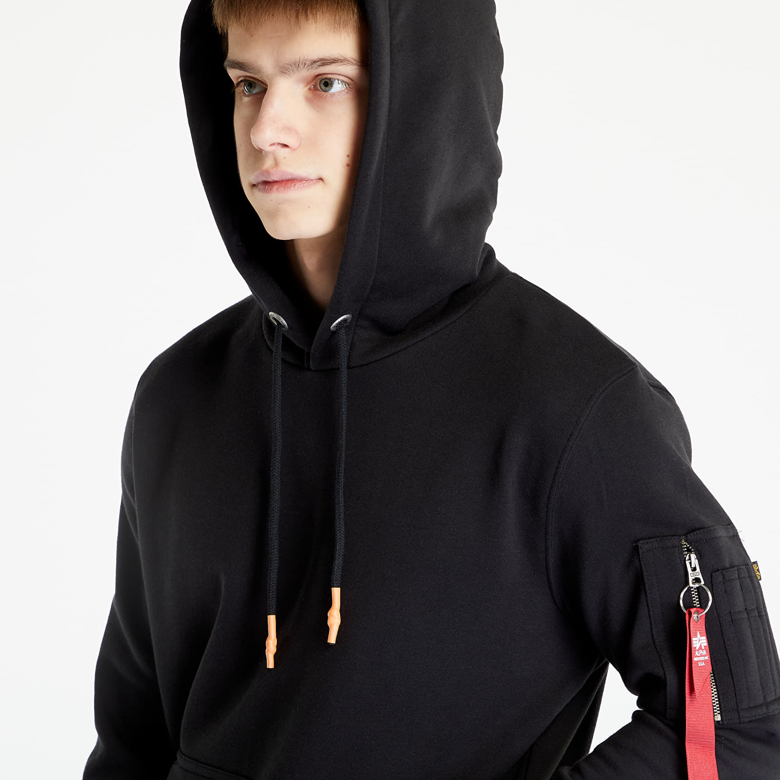 Mikiny Alpha Industries R Print Hoody Black