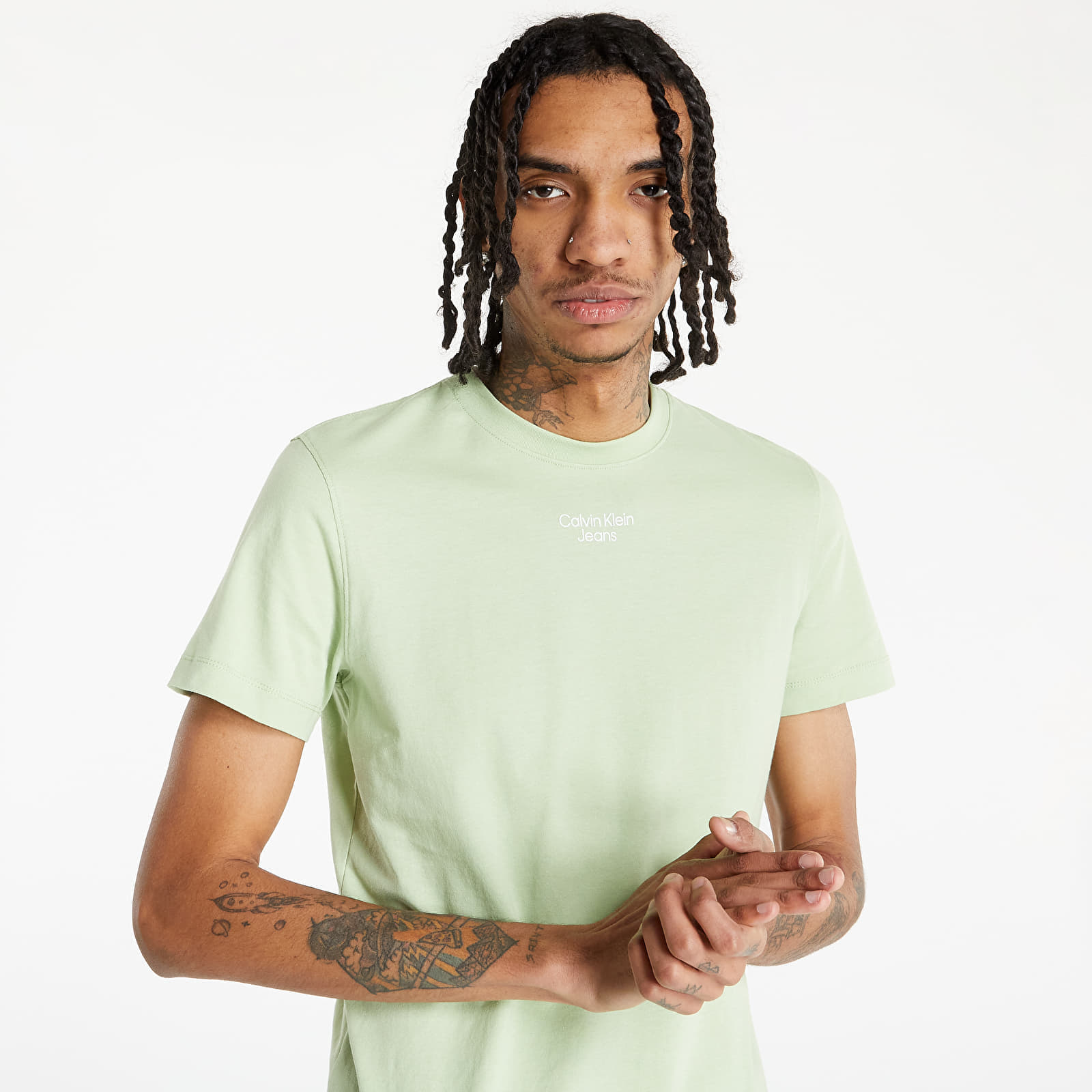Trička CALVIN KLEIN JEANS Stacked Logo Tee Jaded Green