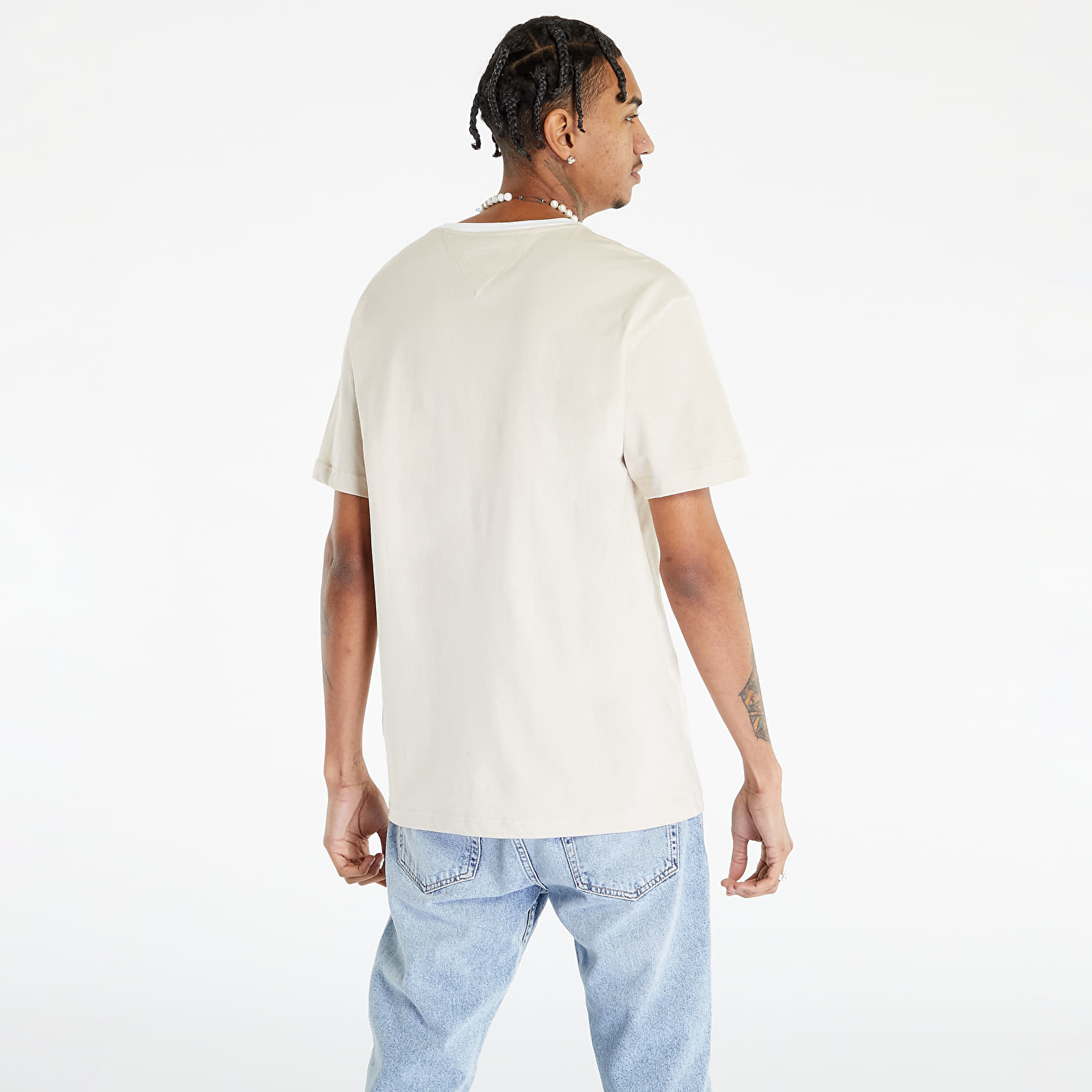 Tričká TOMMY JEANS Classic Label Ringe T-Shirt Beige