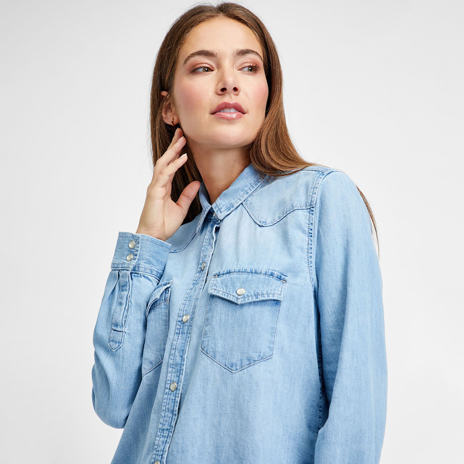 Hemden GAP V-Denim Western Shirt Lt Sunshine Light Indigo