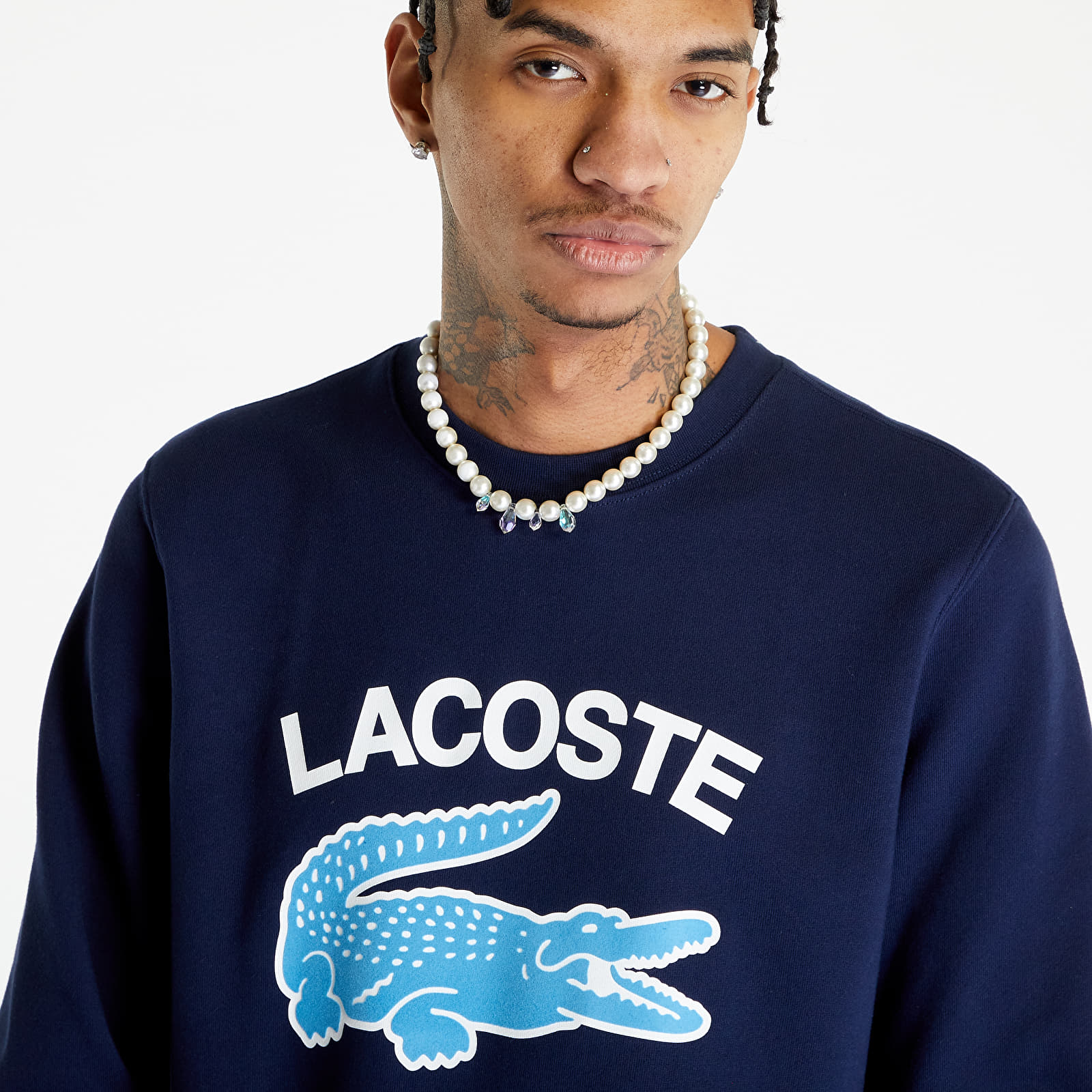 Navy blue lacoste sweatshirt shop